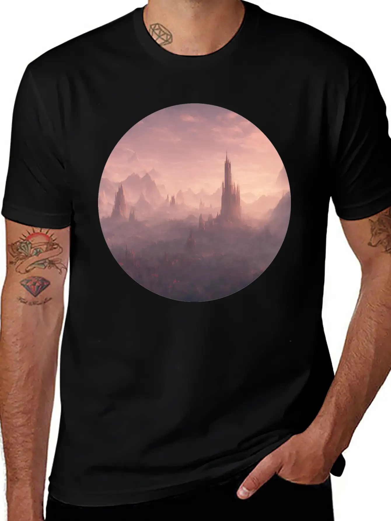 Fantasy Surreal Landscape Unisex Short Sleeve Soft Cotton T-Shirt – Casual Everyday Wear