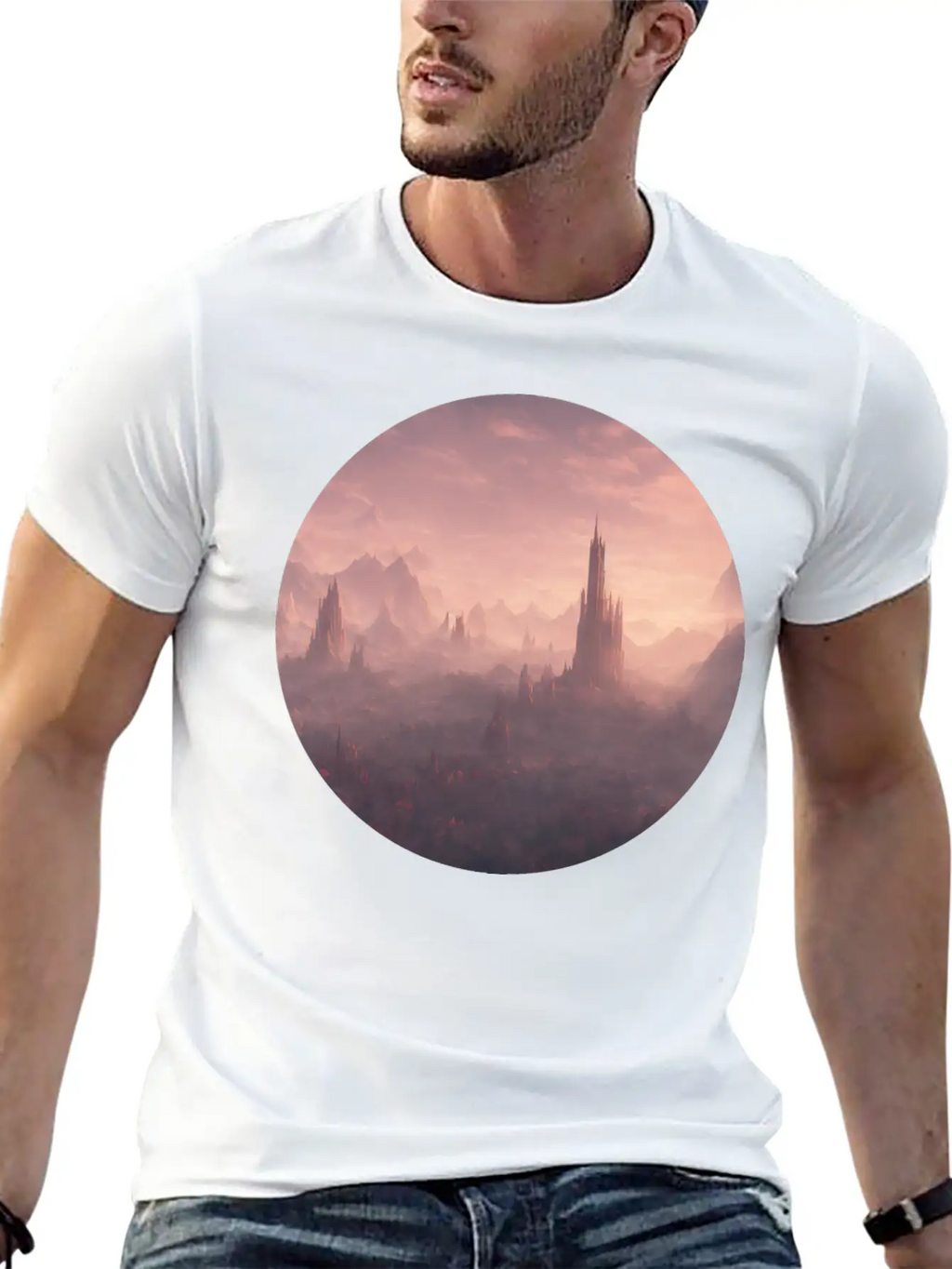 Fantasy Surreal Landscape Unisex Short Sleeve Soft Cotton T-Shirt – Casual Everyday Wear