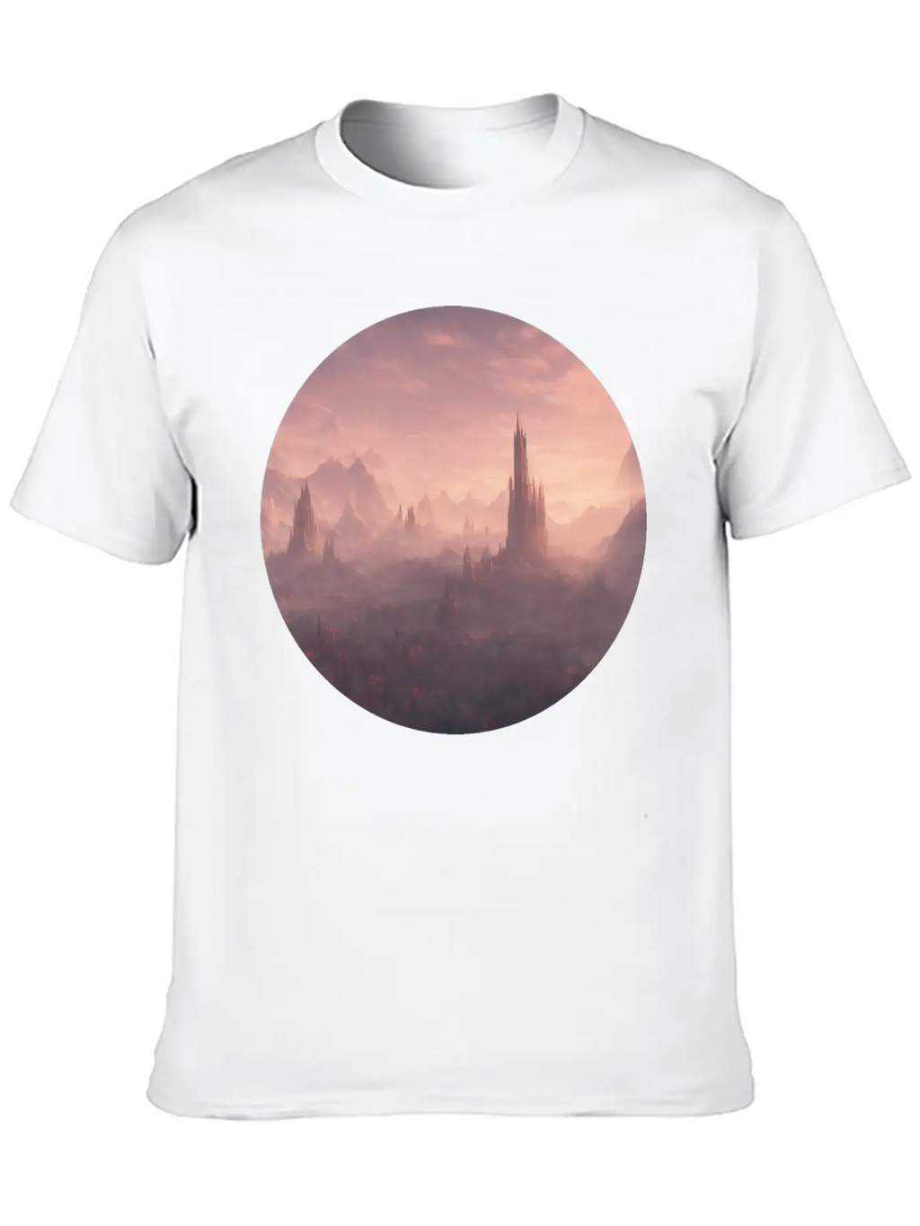 Fantasy Surreal Landscape Unisex Short Sleeve Soft Cotton T-Shirt – Casual Everyday Wear