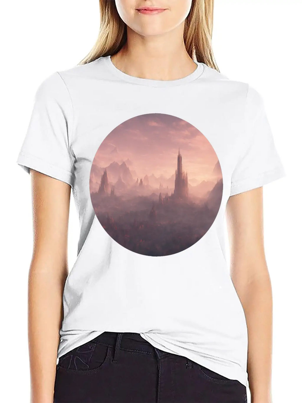 Fantasy Surreal Landscape Unisex Short Sleeve Soft Cotton T-Shirt – Casual Everyday Wear
