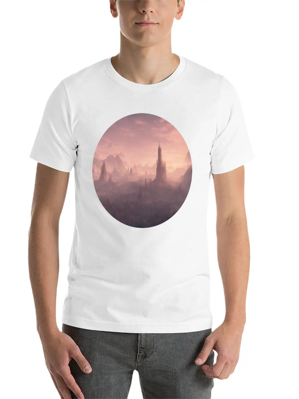Fantasy Surreal Landscape Unisex Short Sleeve Soft Cotton T-Shirt – Casual Everyday Wear