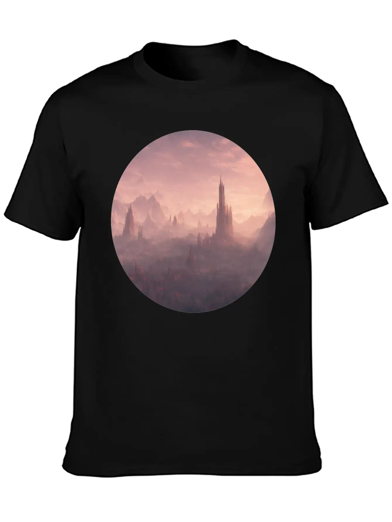 Fantasy Surreal Landscape Unisex Short Sleeve Soft Cotton T-Shirt – Casual Everyday Wear