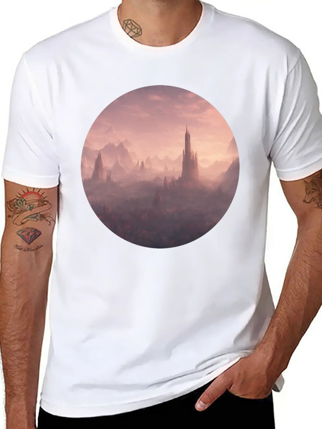 Fantasy Surreal Landscape Unisex Short Sleeve Soft Cotton T-Shirt – Casual Everyday Wear