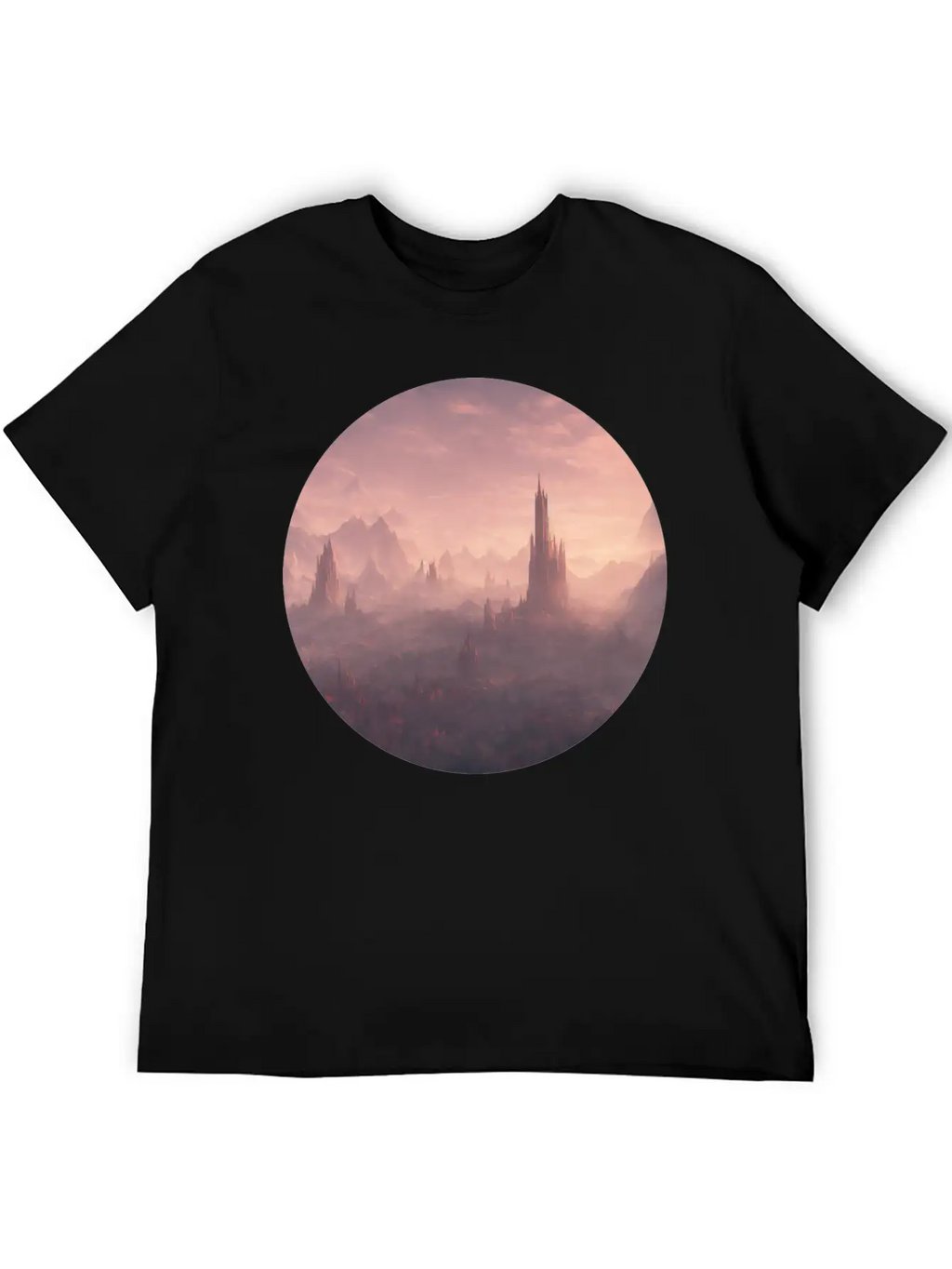 Fantasy Surreal Landscape Unisex Short Sleeve Soft Cotton T-Shirt – Casual Everyday Wear