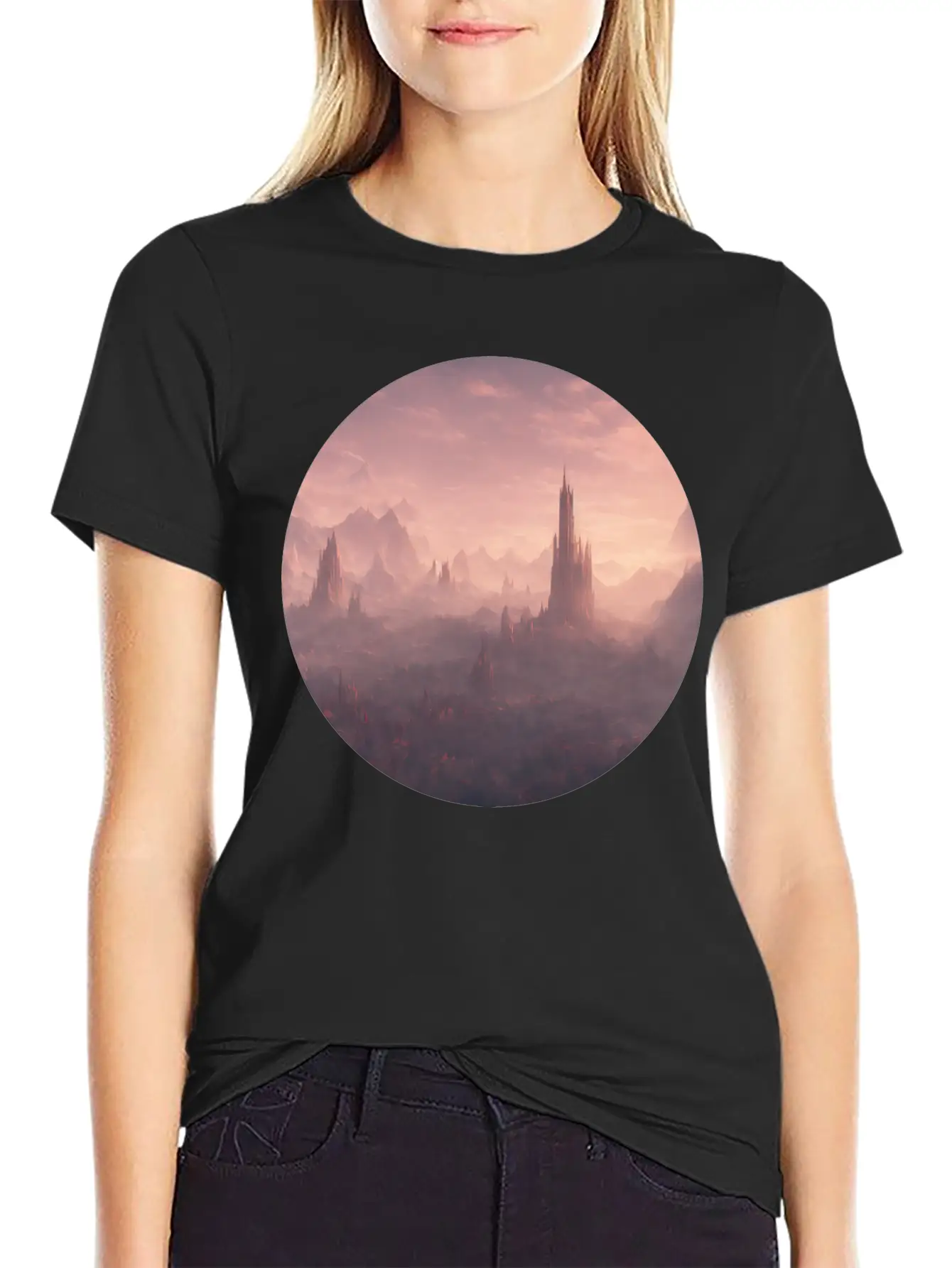 Fantasy Surreal Landscape Unisex Short Sleeve Soft Cotton T-Shirt – Casual Everyday Wear