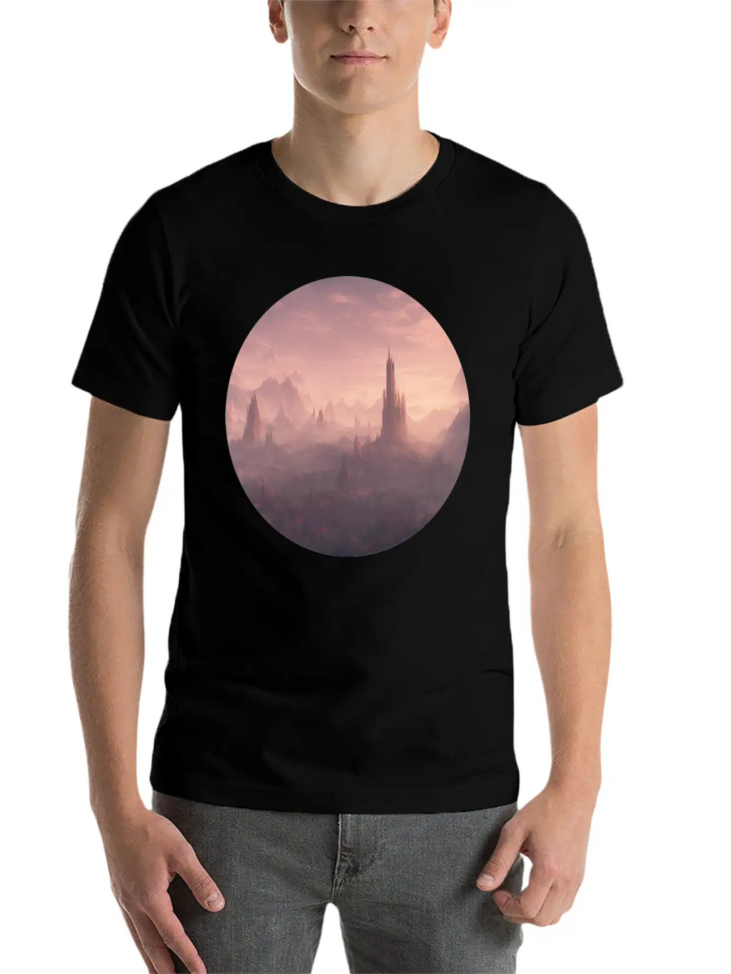 Fantasy Surreal Landscape Unisex Short Sleeve Soft Cotton T-Shirt – Casual Everyday Wear