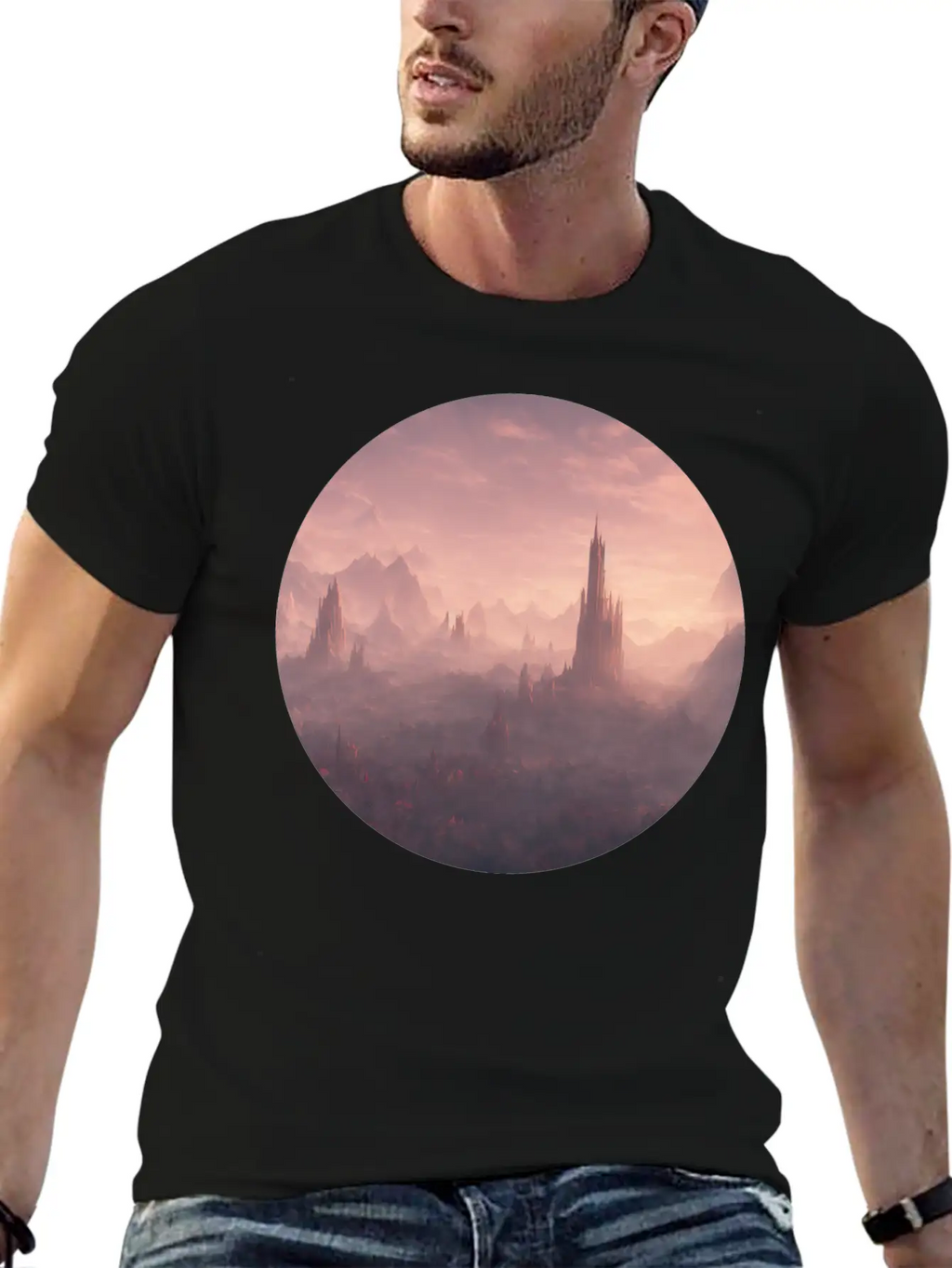 Fantasy Surreal Landscape Unisex Short Sleeve Soft Cotton T-Shirt – Casual Everyday Wear