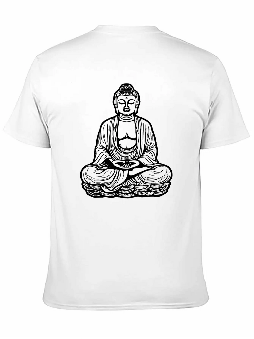 Far Eastern Buddha Lotus Meditation Tattoo Style Unisex Short Sleeve Soft Cotton T-Shirt – Casual Everyday Wear
