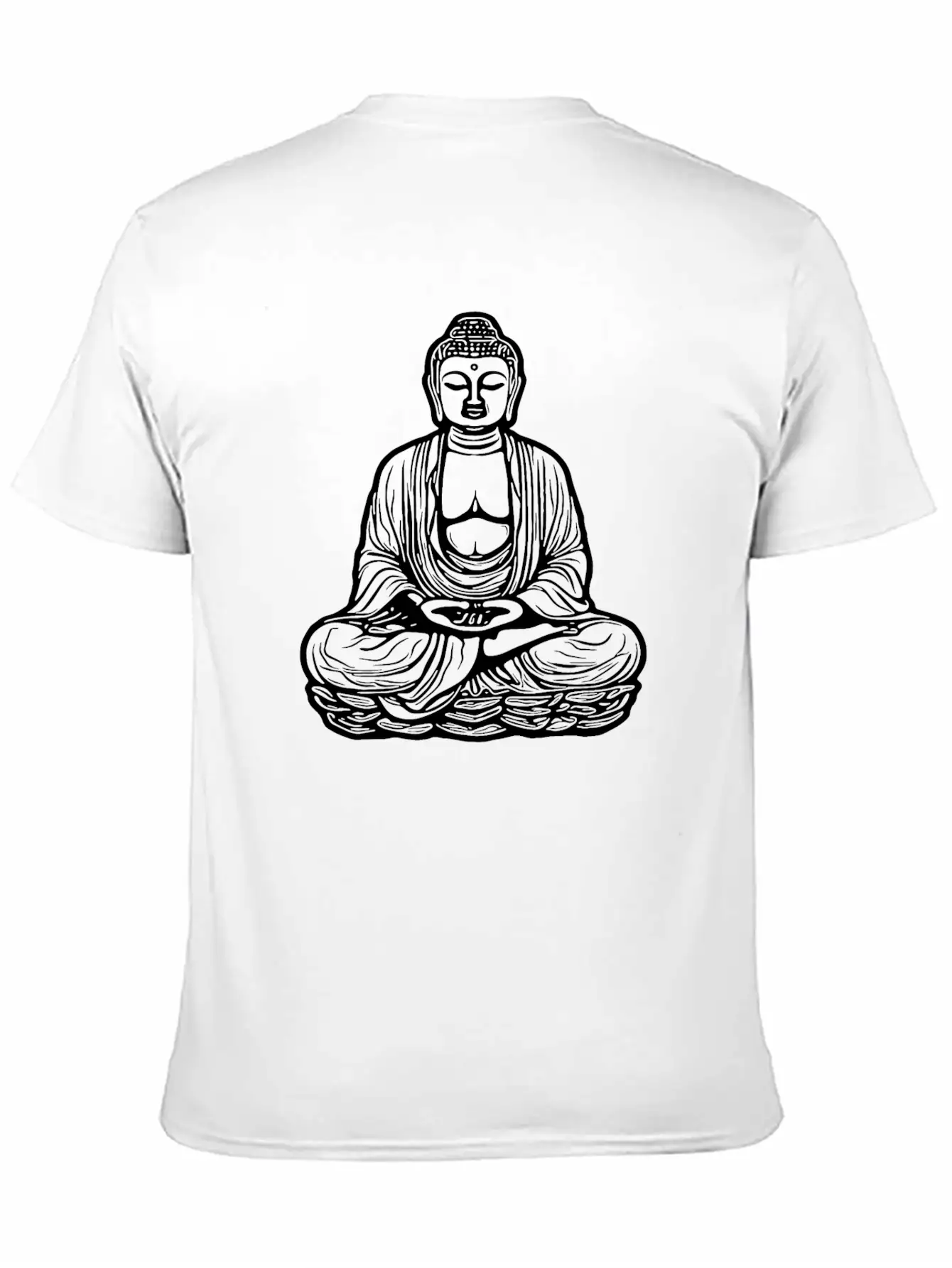 Far Eastern Buddha Lotus Meditation Tattoo Style Unisex Short Sleeve Soft Cotton T-Shirt – Casual Everyday Wear