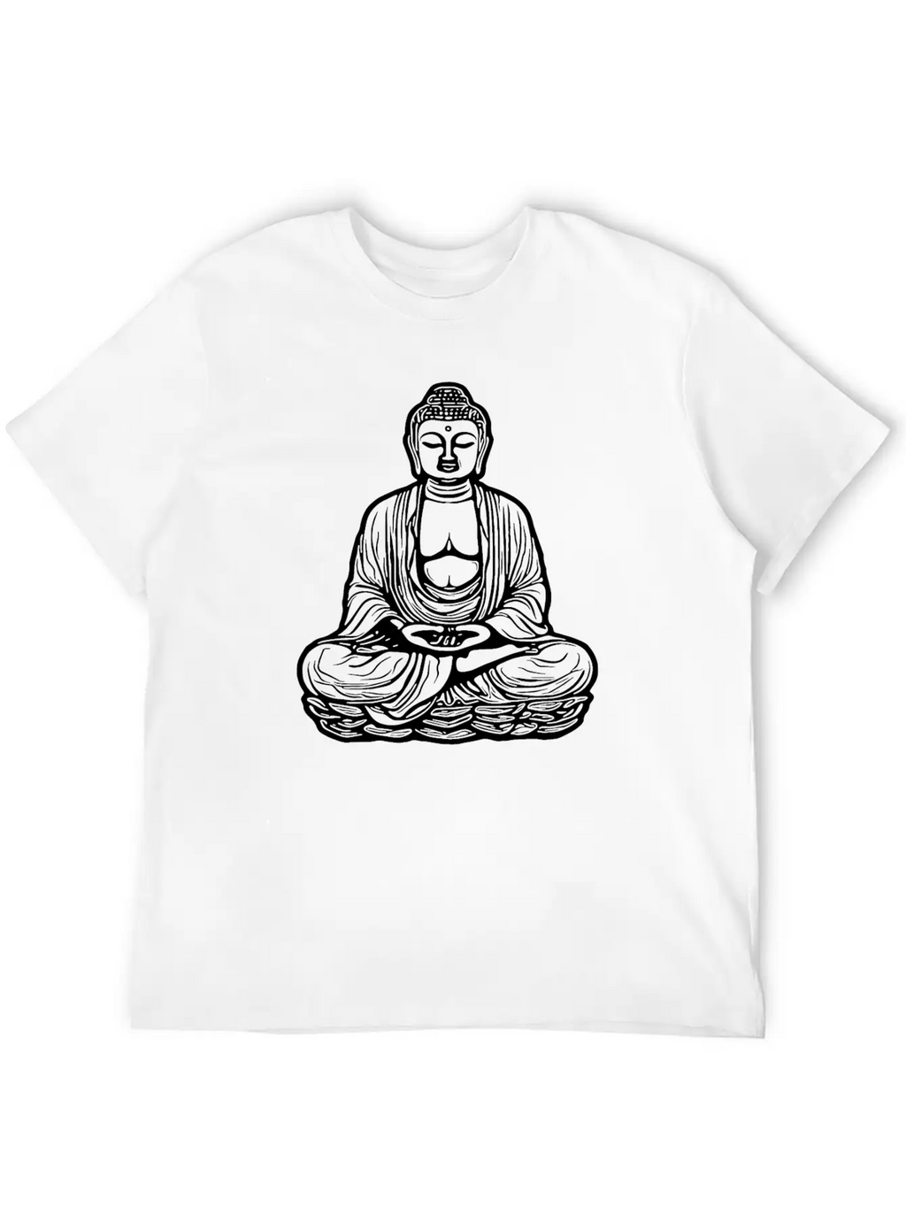 Far Eastern Buddha Lotus Meditation Tattoo Style Unisex Short Sleeve Soft Cotton T-Shirt – Casual Everyday Wear