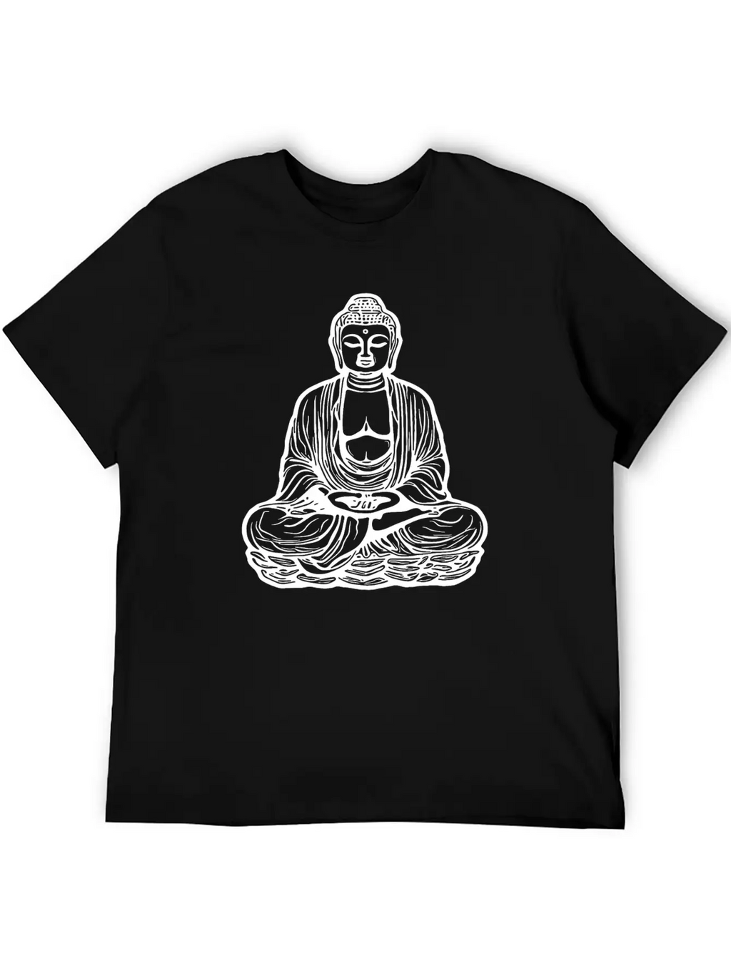Far Eastern Buddha Lotus Meditation Tattoo Style Unisex Short Sleeve Soft Cotton T-Shirt – Casual Everyday Wear