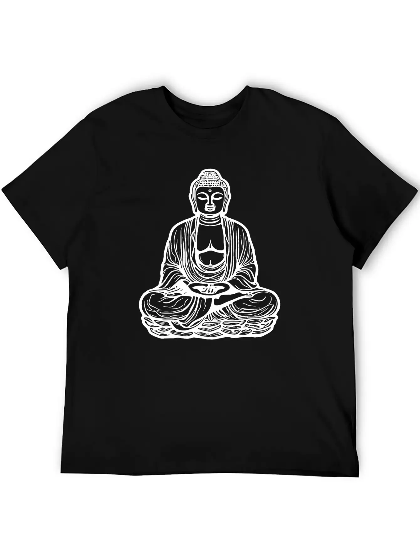 Far Eastern Buddha Lotus Meditation Tattoo Style Unisex Short Sleeve Soft Cotton T-Shirt – Casual Everyday Wear