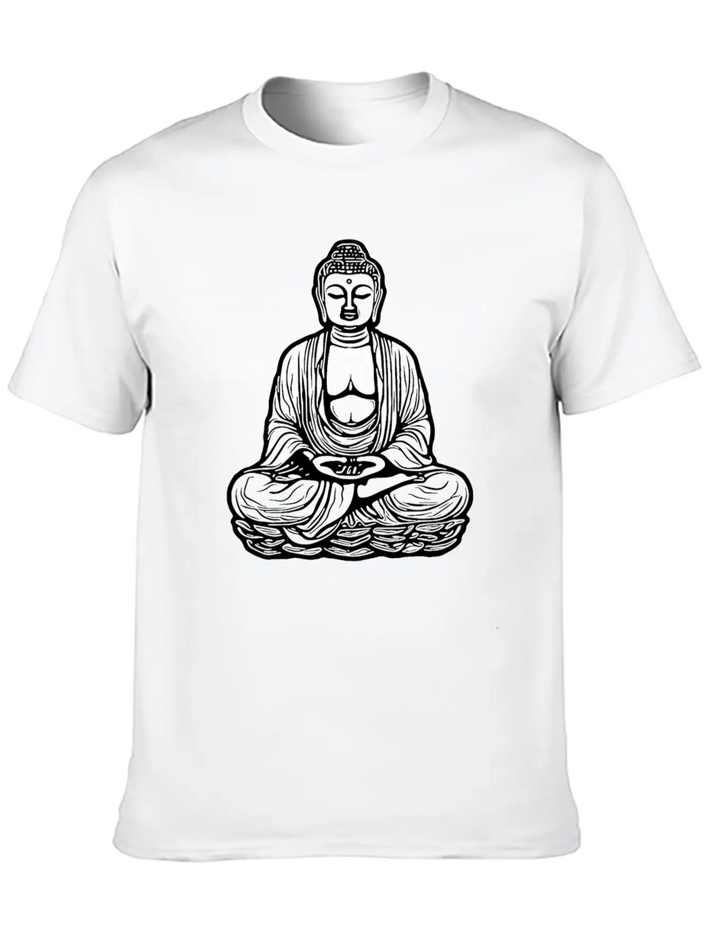 Far Eastern Buddha Lotus Meditation Tattoo Style Unisex Short Sleeve Soft Cotton T-Shirt – Casual Everyday Wear