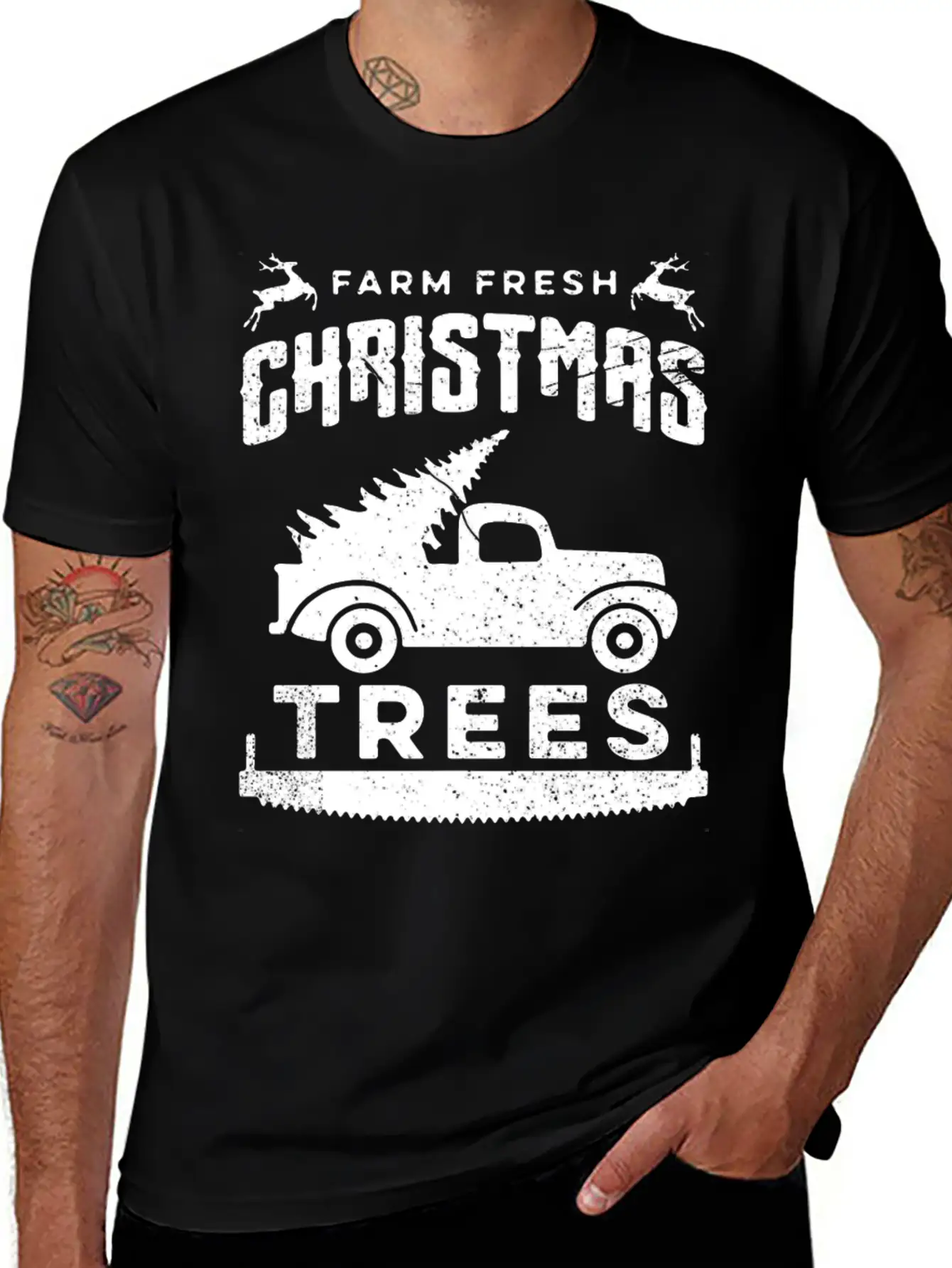 Farm Fresh Christmas Trees Truck And Tree Unisex Short Sleeve Soft Cotton T-Shirt – Casual Everyday Wear
