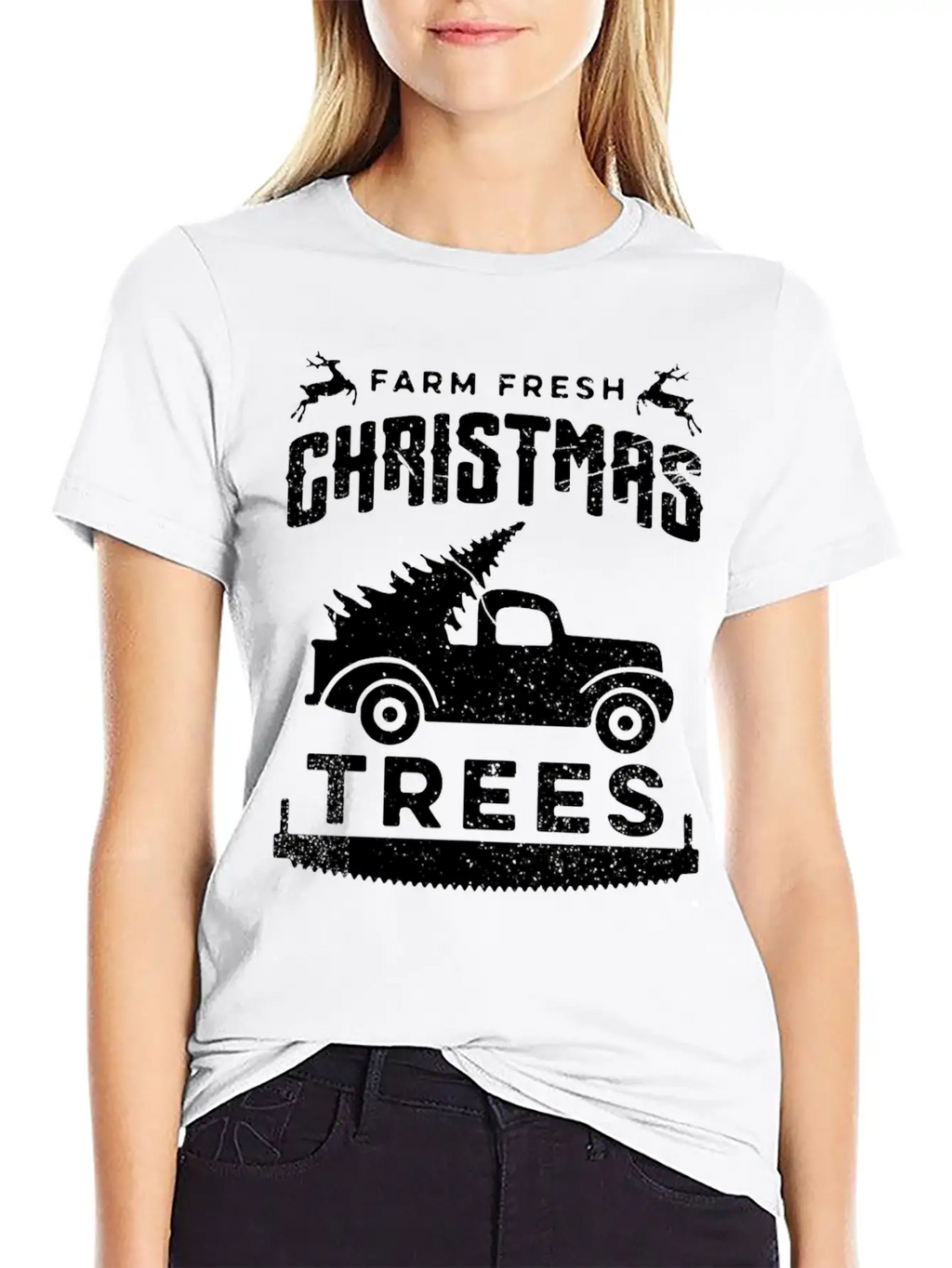 Farm Fresh Christmas Trees Truck And Tree Unisex Short Sleeve Soft Cotton T-Shirt – Casual Everyday Wear