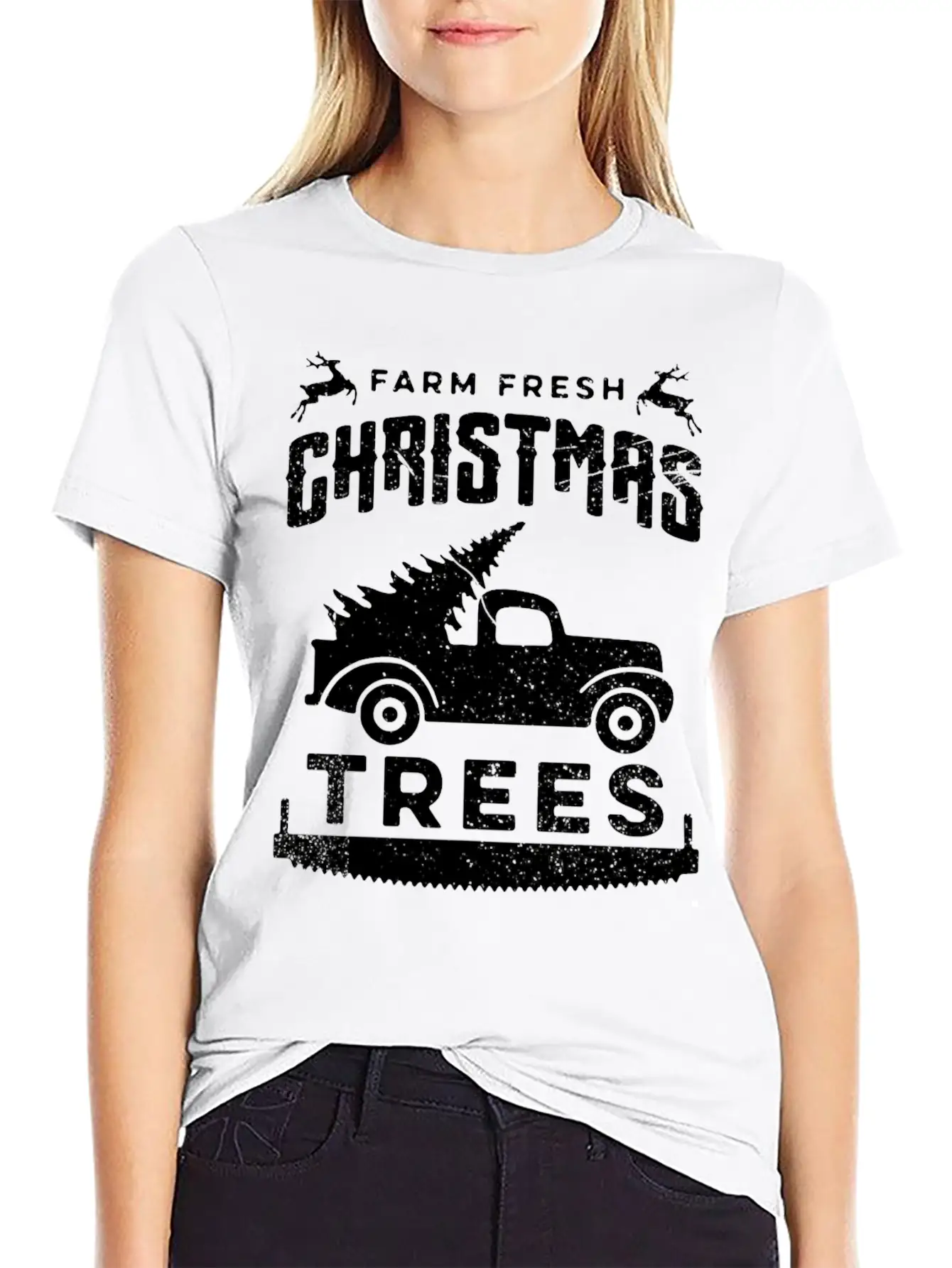 Farm Fresh Christmas Trees Truck And Tree Unisex Short Sleeve Soft Cotton T-Shirt – Casual Everyday Wear