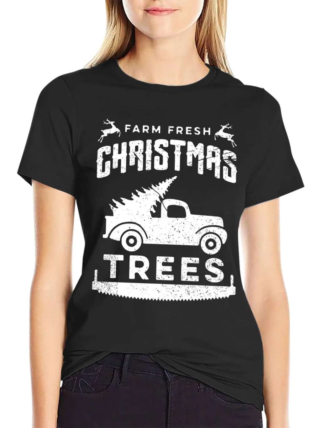 Farm Fresh Christmas Trees Truck And Tree Unisex Short Sleeve Soft Cotton T-Shirt – Casual Everyday Wear