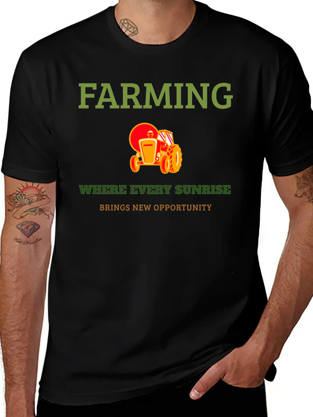 Farming Where Every Sunrise Brings New Opportunity Breathable Soft Cotton T-Shirt – Timeless Casual Look