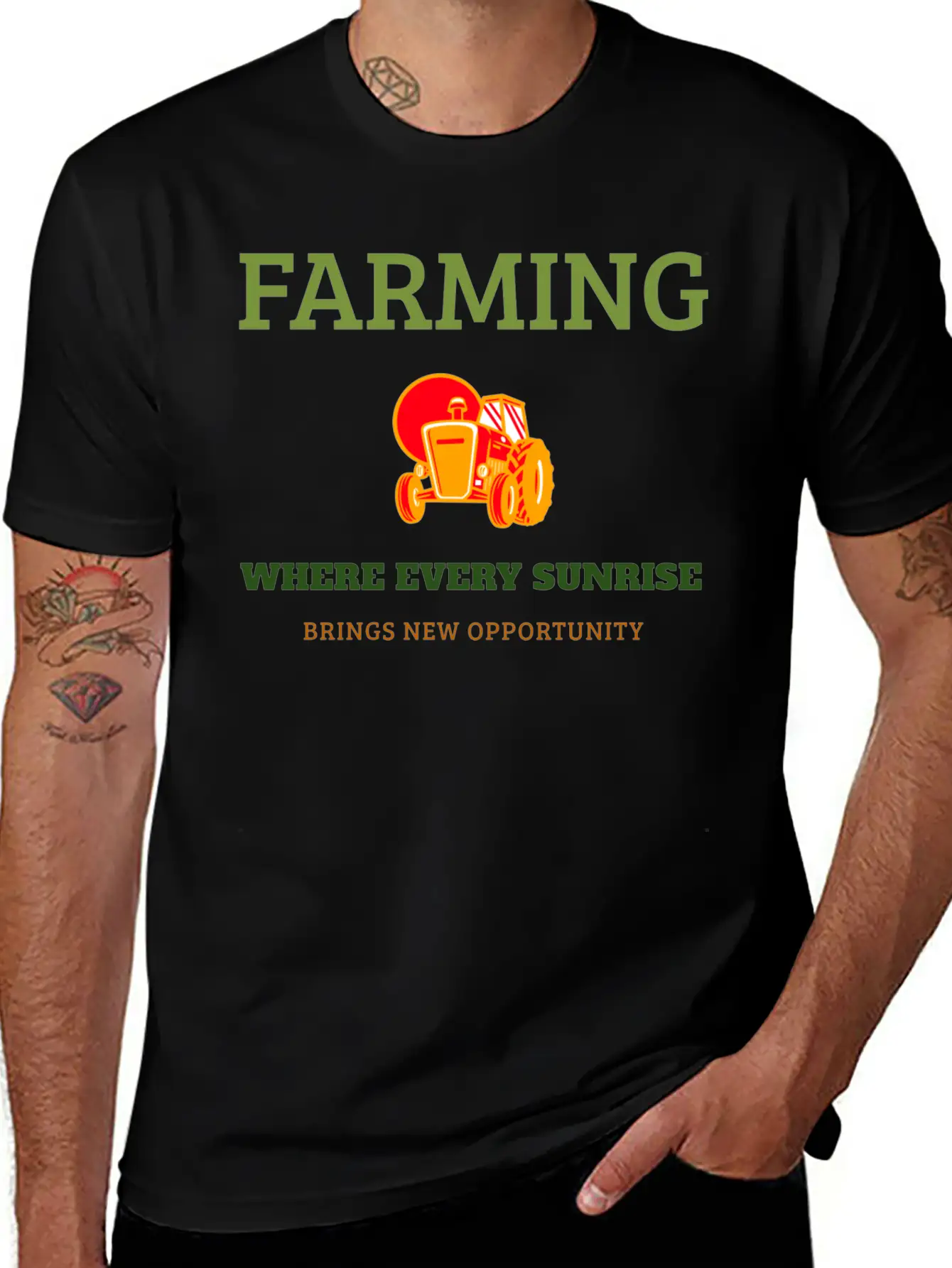 Farming Where Every Sunrise Brings New Opportunity Breathable Soft Cotton T-Shirt – Timeless Casual Look