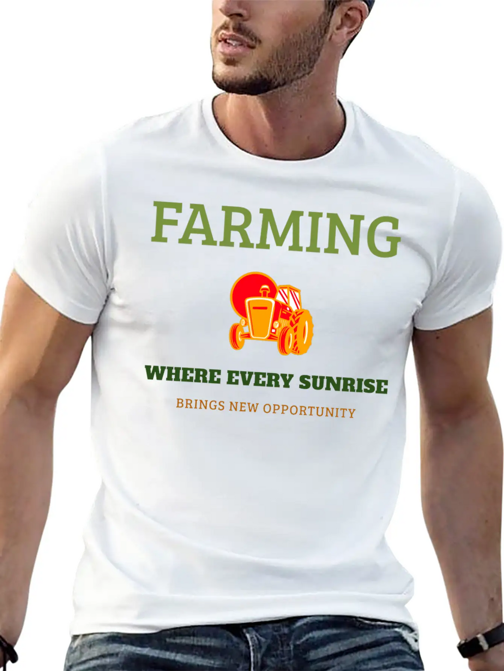 Farming Where Every Sunrise Brings New Opportunity Breathable Soft Cotton T-Shirt – Timeless Casual Look