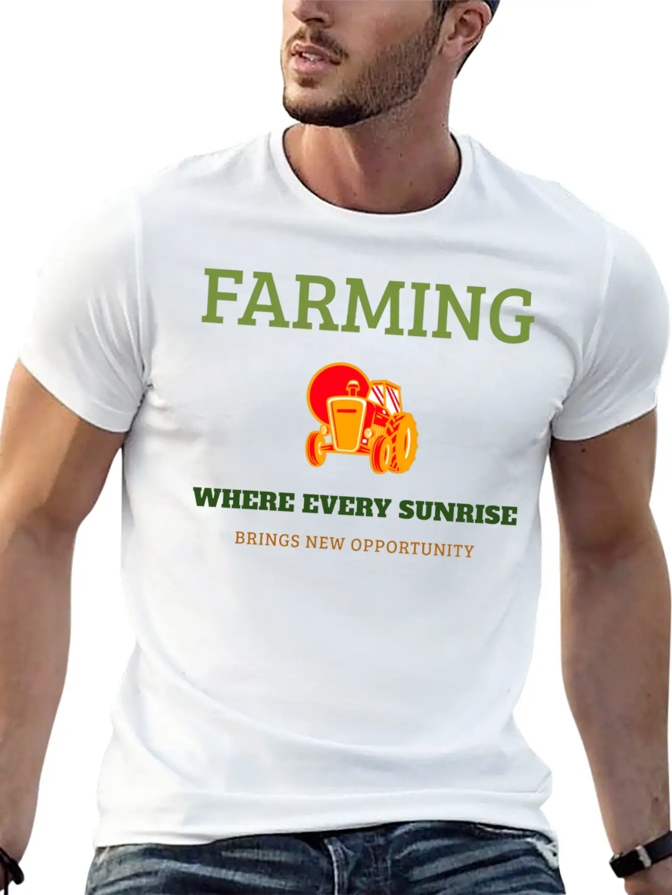Farming Where Every Sunrise Brings New Opportunity Breathable Soft Cotton T-Shirt – Timeless Casual Look