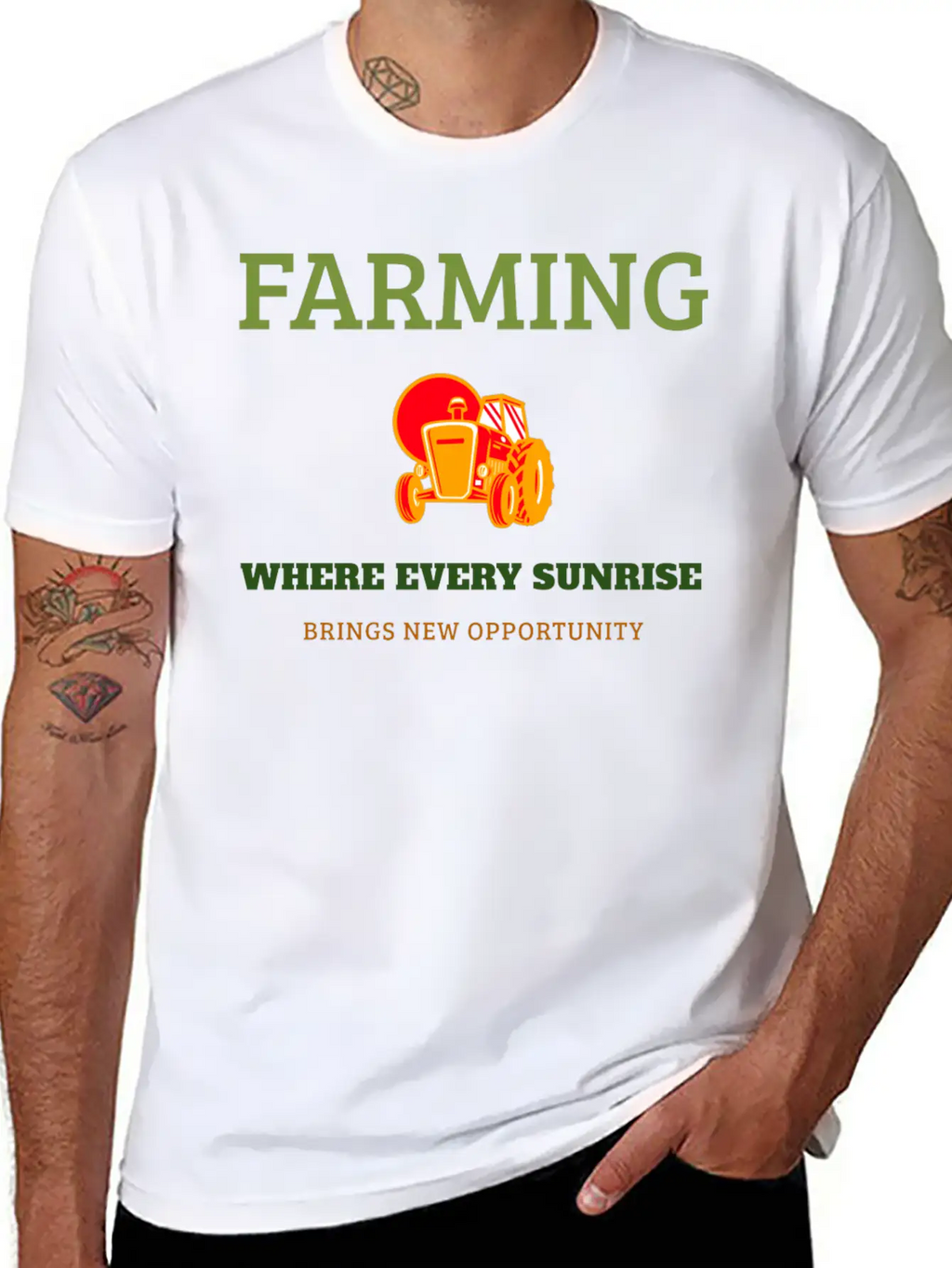 Farming Where Every Sunrise Brings New Opportunity Breathable Soft Cotton T-Shirt – Timeless Casual Look