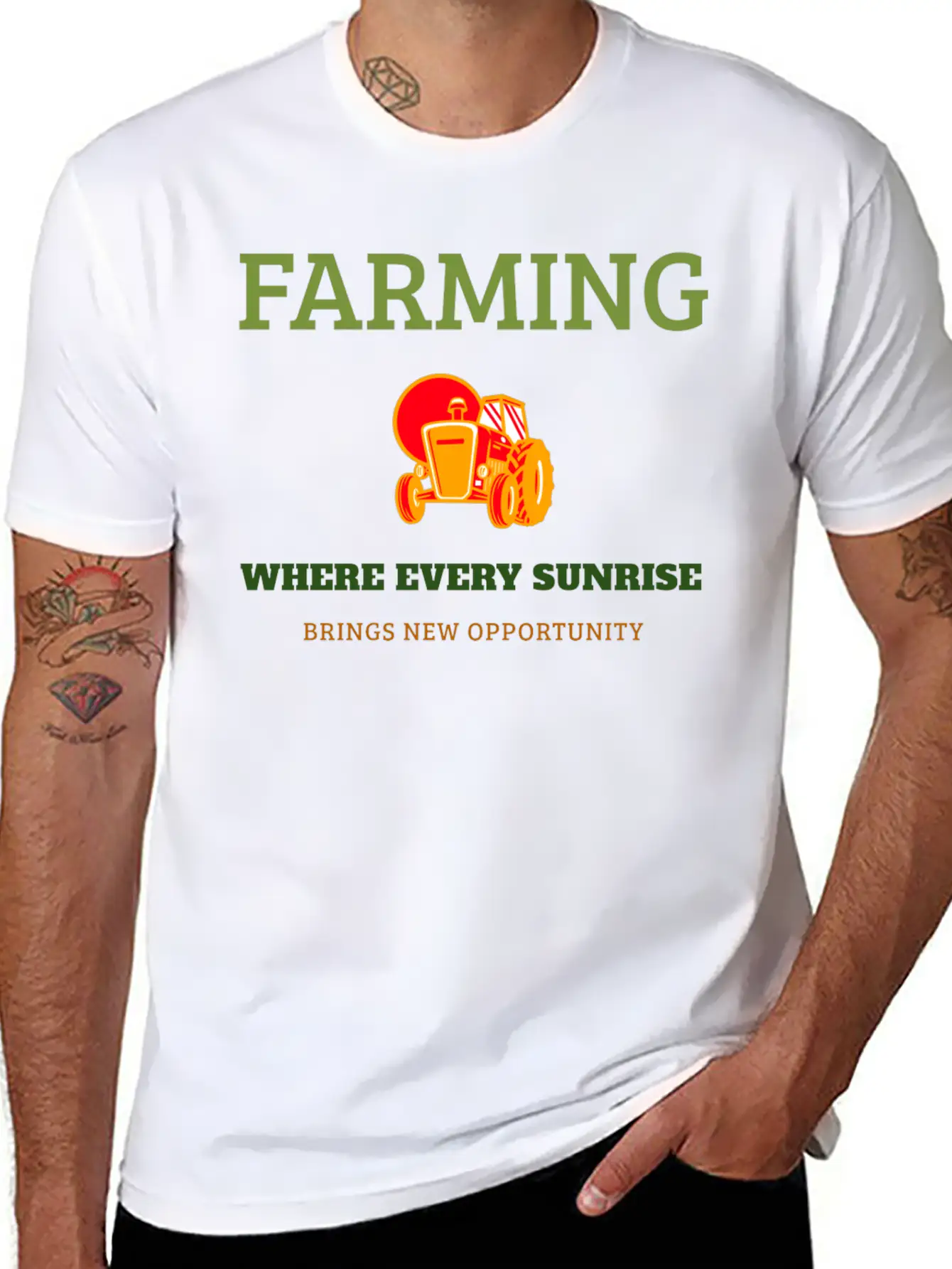 Farming Where Every Sunrise Brings New Opportunity Breathable Soft Cotton T-Shirt – Timeless Casual Look