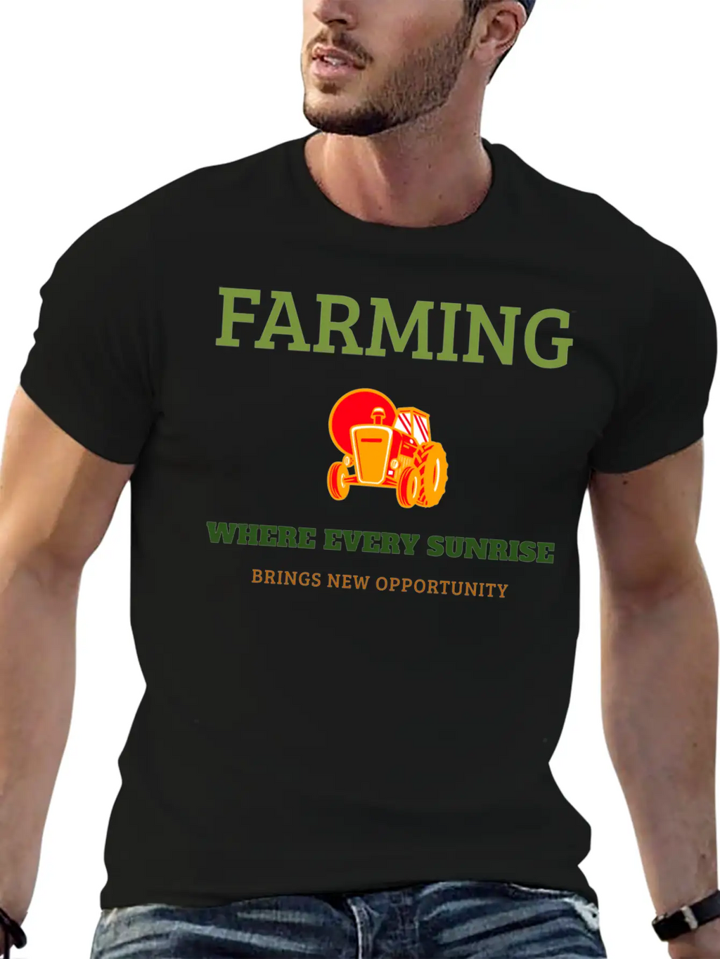 Farming Where Every Sunrise Brings New Opportunity Breathable Soft Cotton T-Shirt – Timeless Casual Look