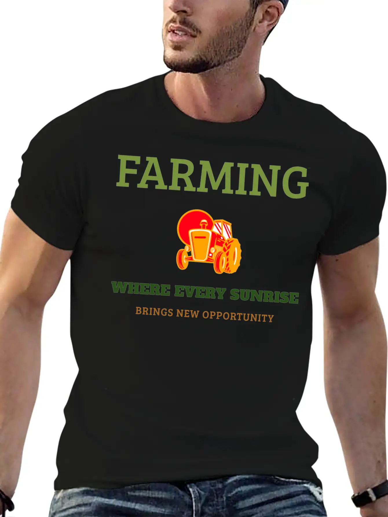 Farming Where Every Sunrise Brings New Opportunity Breathable Soft Cotton T-Shirt – Timeless Casual Look