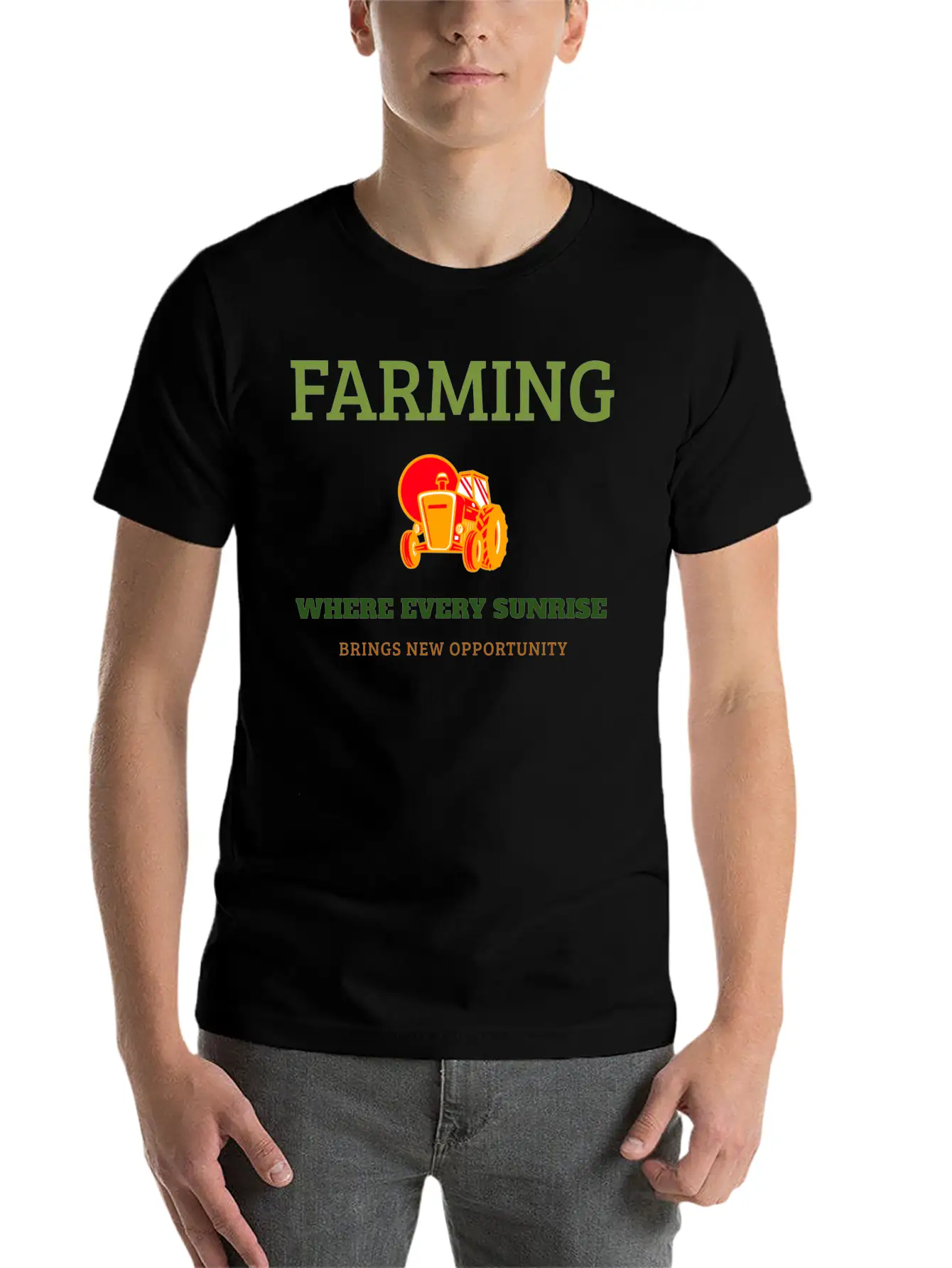 Farming Where Every Sunrise Brings New Opportunity Breathable Soft Cotton T-Shirt – Timeless Casual Look