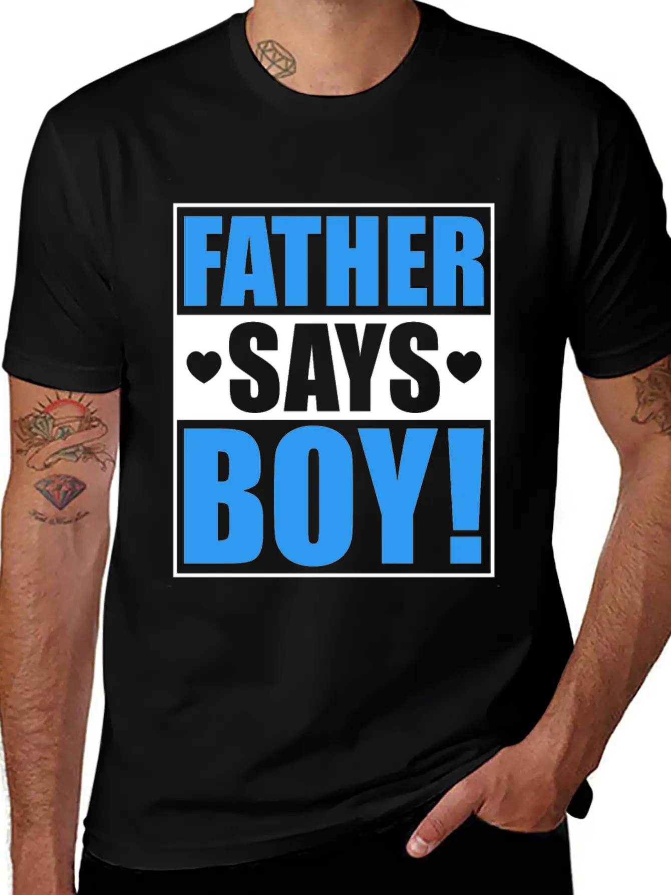 Father Says Boy Baby Shower Gender Reveal Gift Unisex Casual T-Shirt – Clean Design For Daily Comfort