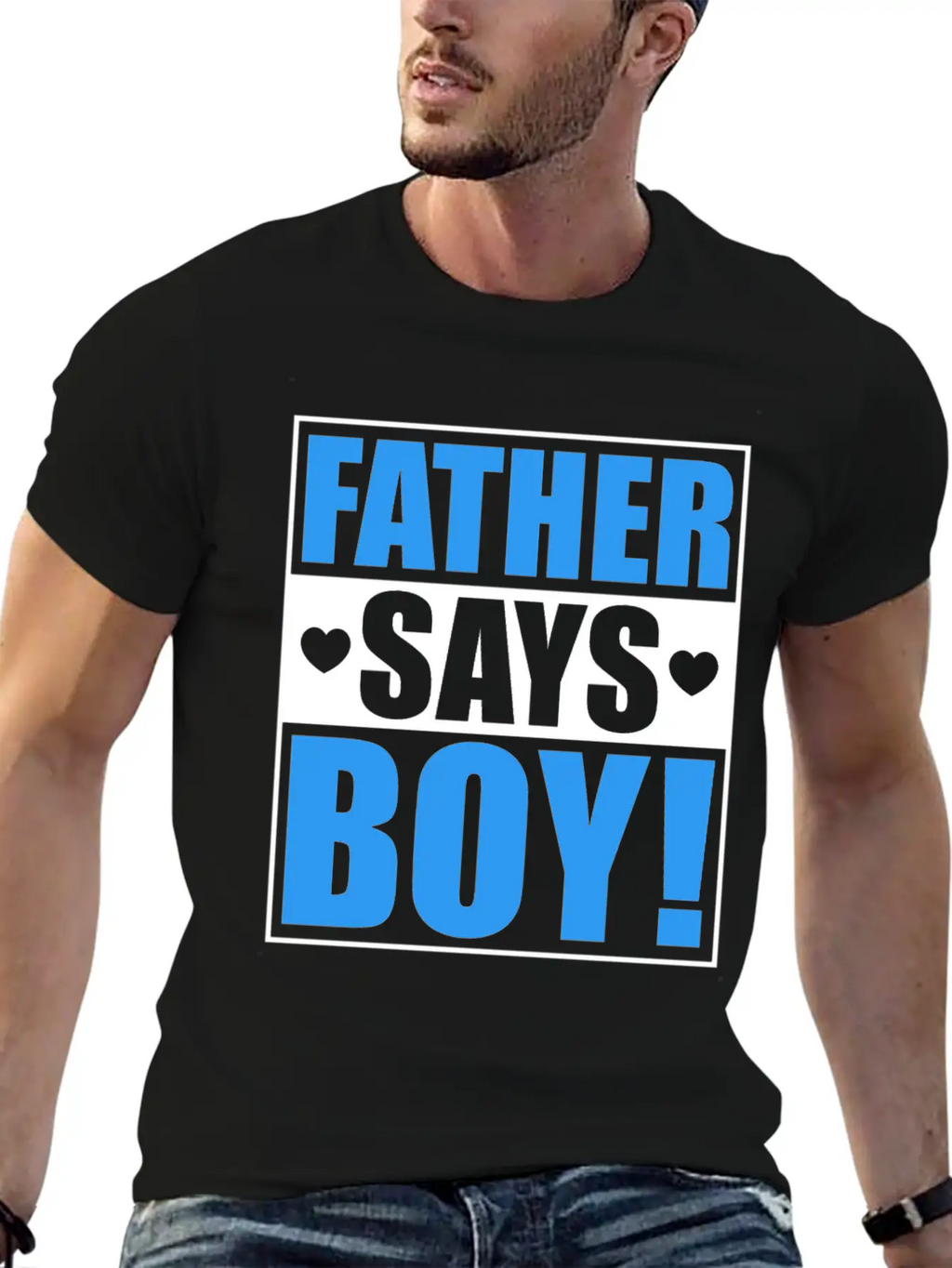 Father Says Boy Baby Shower Gender Reveal Gift Unisex Casual T-Shirt – Clean Design For Daily Comfort