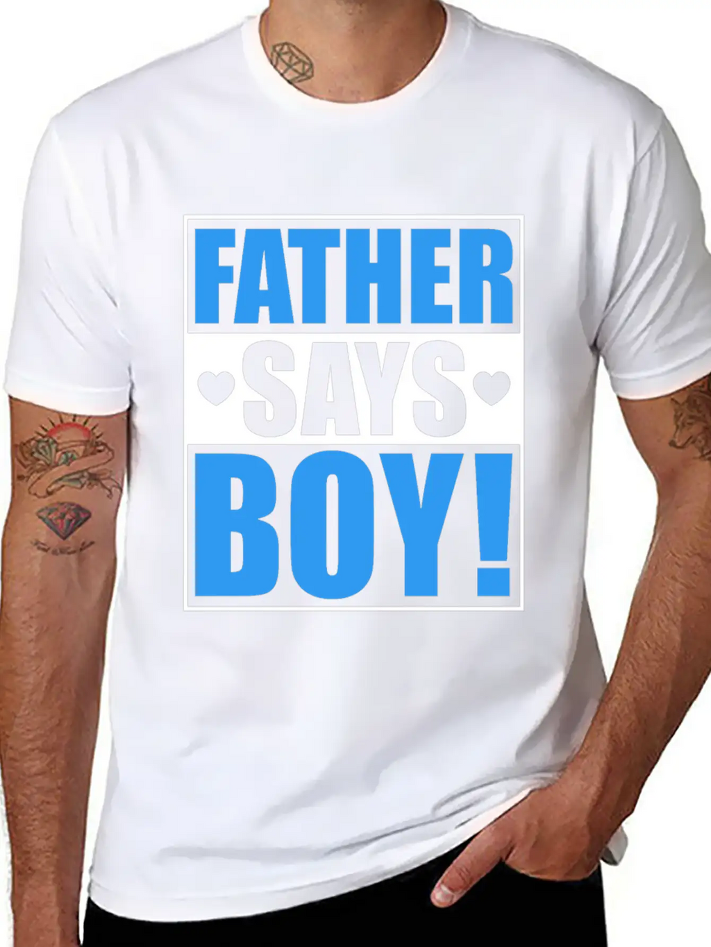 Father Says Boy Baby Shower Gender Reveal Gift Unisex Casual T-Shirt – Clean Design For Daily Comfort
