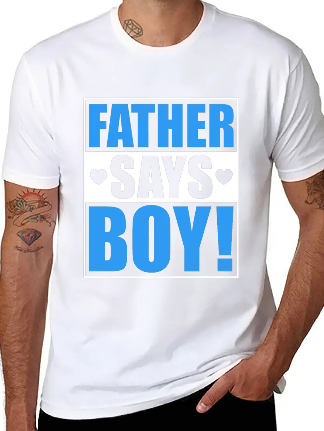 Father Says Boy Baby Shower Gender Reveal Gift Unisex Casual T-Shirt – Clean Design For Daily Comfort