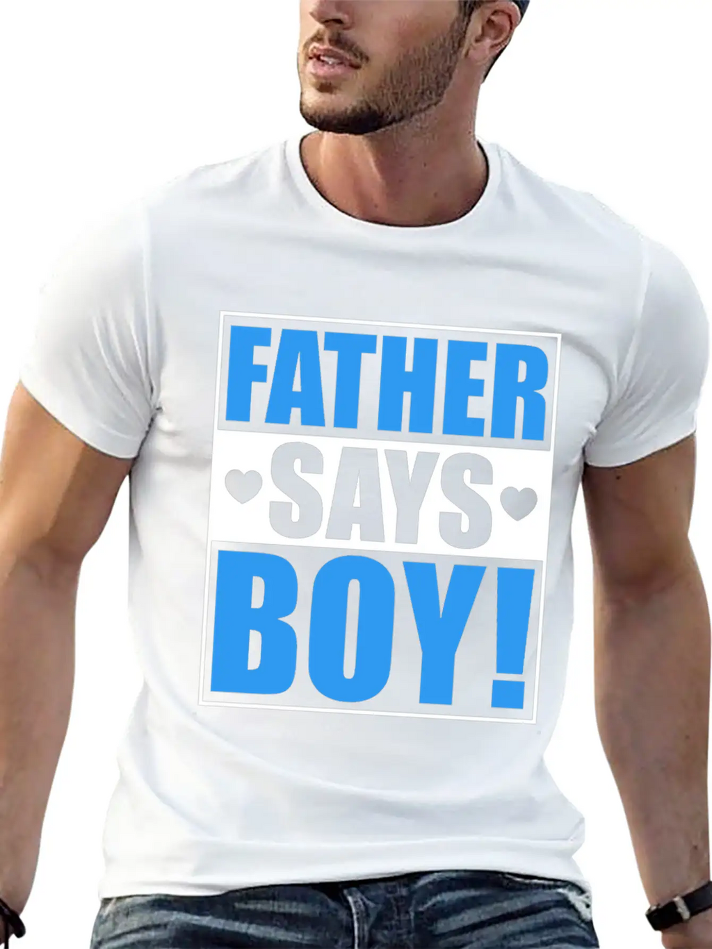 Father Says Boy Baby Shower Gender Reveal Gift Unisex Casual T-Shirt – Clean Design For Daily Comfort