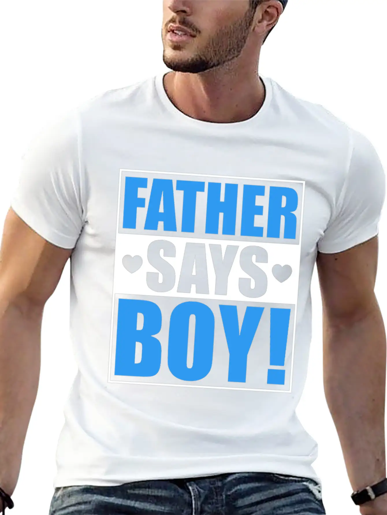 Father Says Boy Baby Shower Gender Reveal Gift Unisex Casual T-Shirt – Clean Design For Daily Comfort
