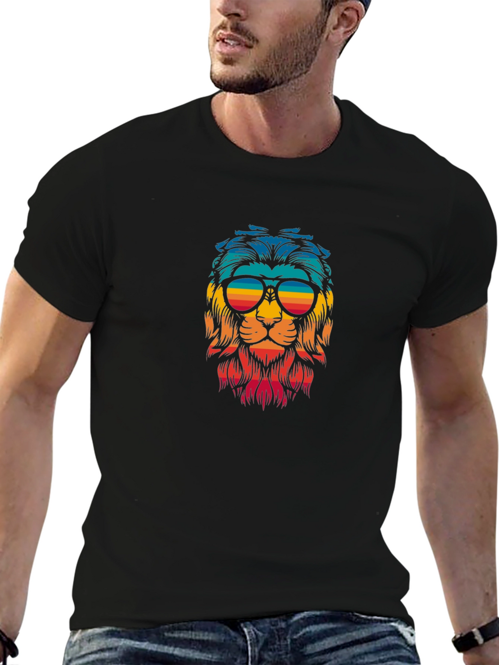 Cool Lion Graphic Tee - Black Casual Shirt