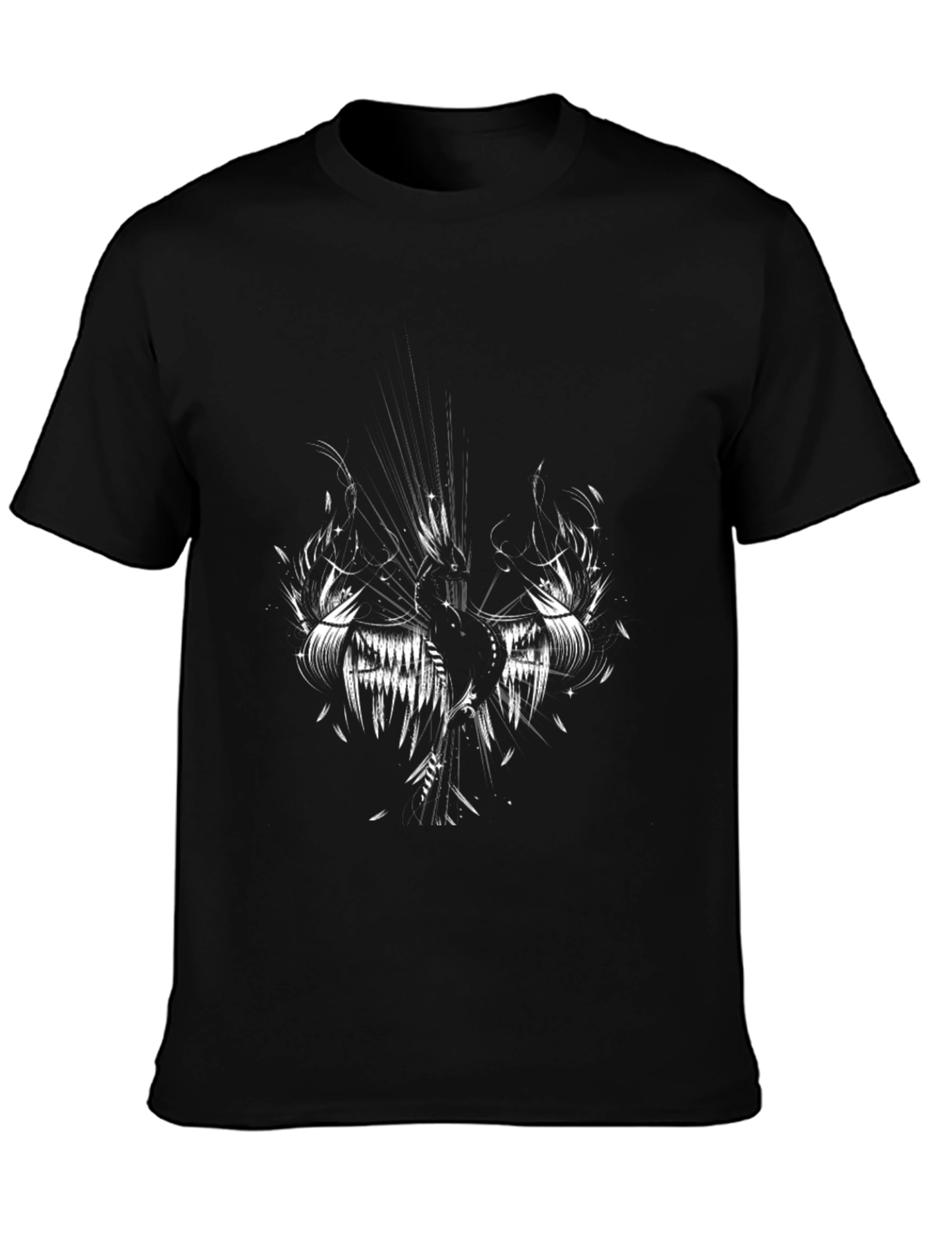 Mens Black T-Shirt with Graphic Design