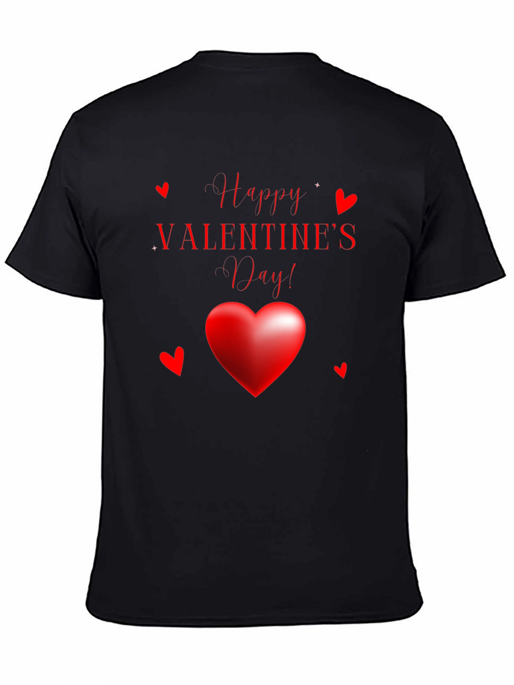 Happy Valentines Day Black Graphic Tee