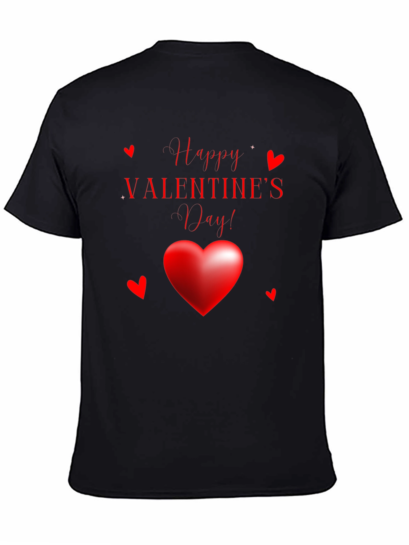 Happy Valentines Day Black Graphic Tee