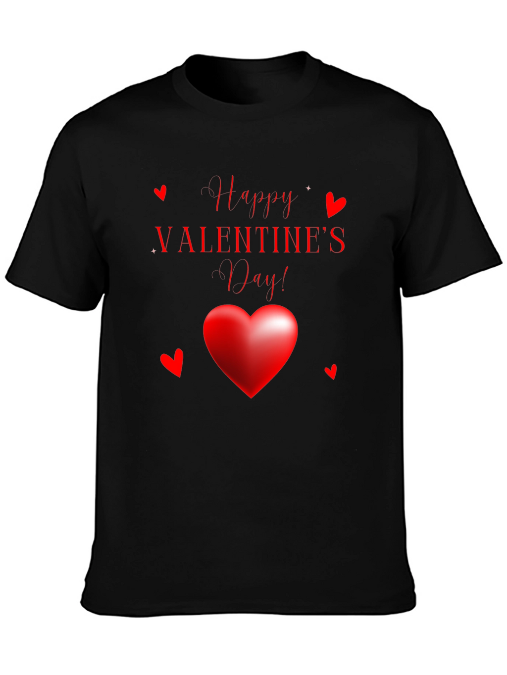Happy Valentines Day Black Graphic Tee