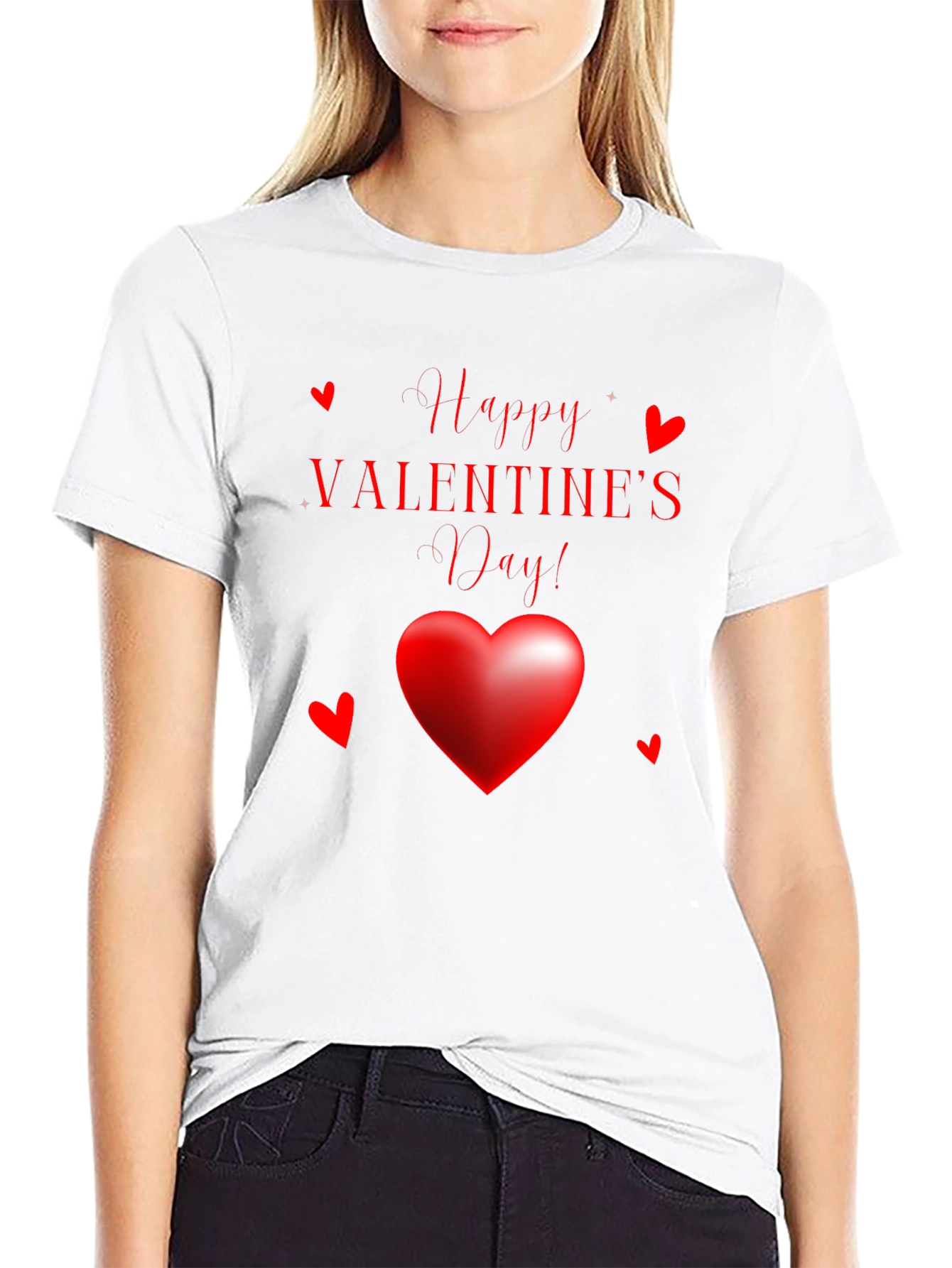 Happy Valentines Day Black Graphic Tee