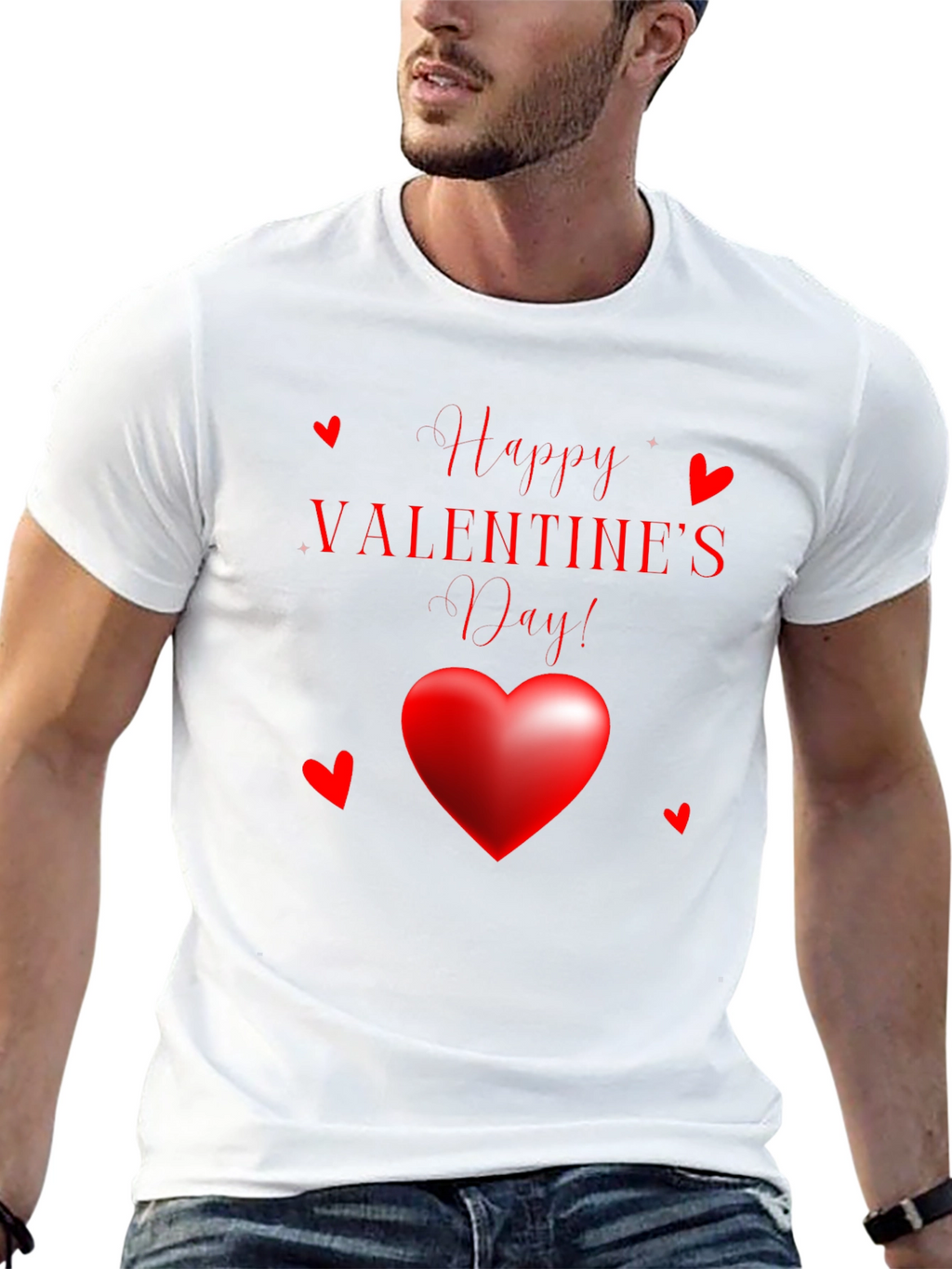 Happy Valentines Day Black Graphic Tee