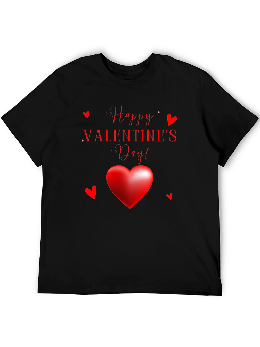 Happy Valentines Day Black Graphic Tee