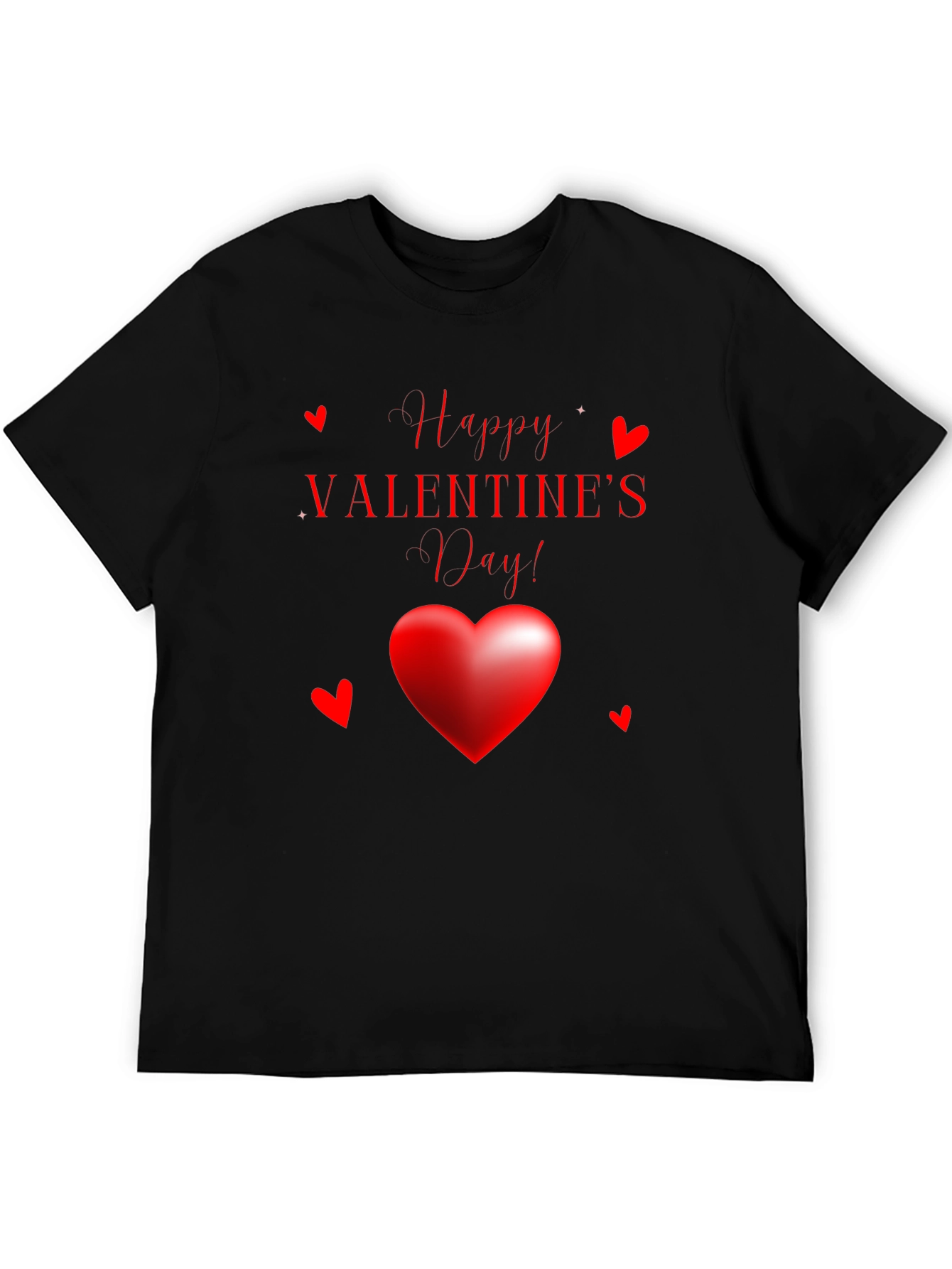 Happy Valentines Day Black Graphic Tee