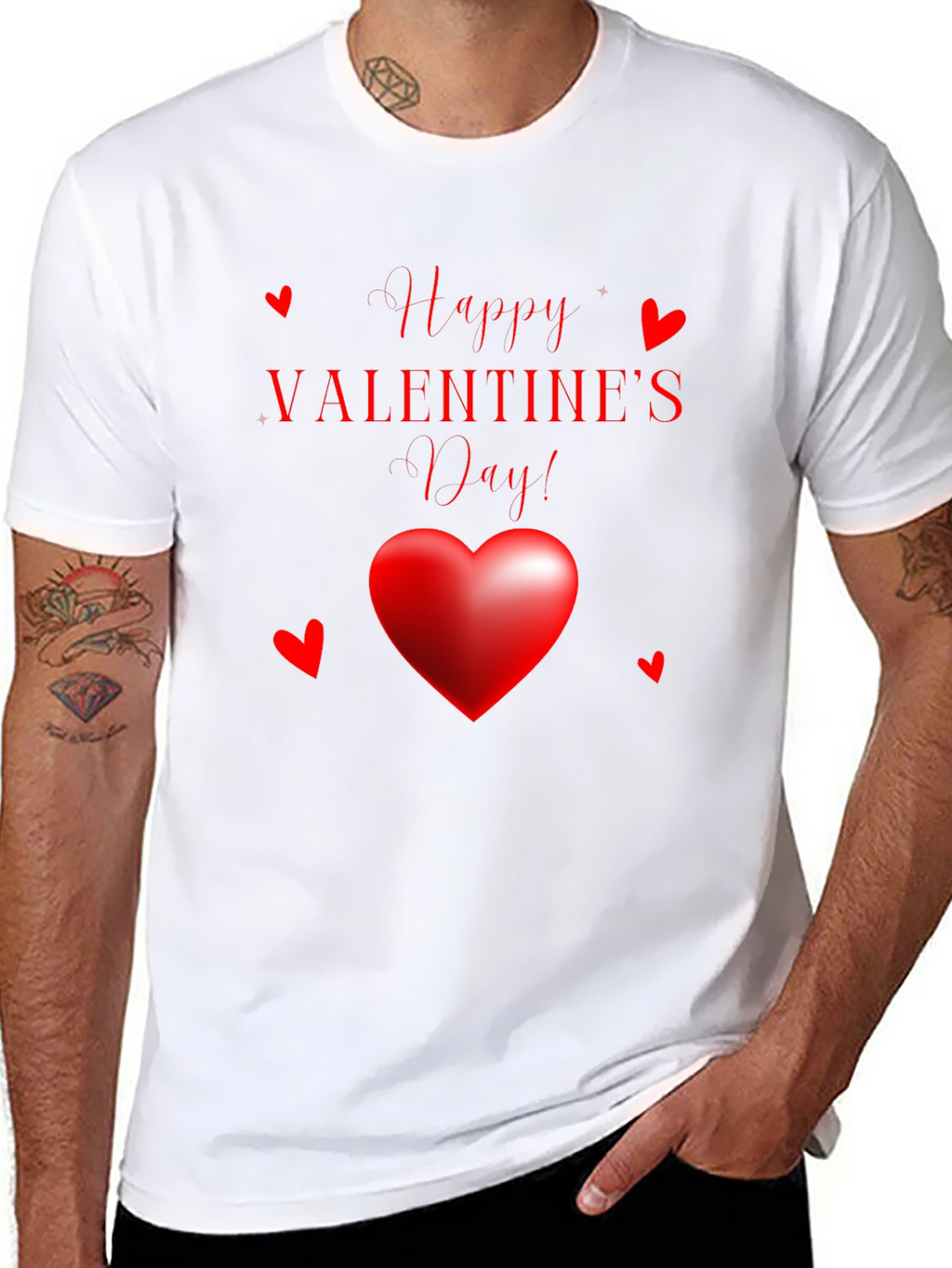 Happy Valentines Day Black Graphic Tee