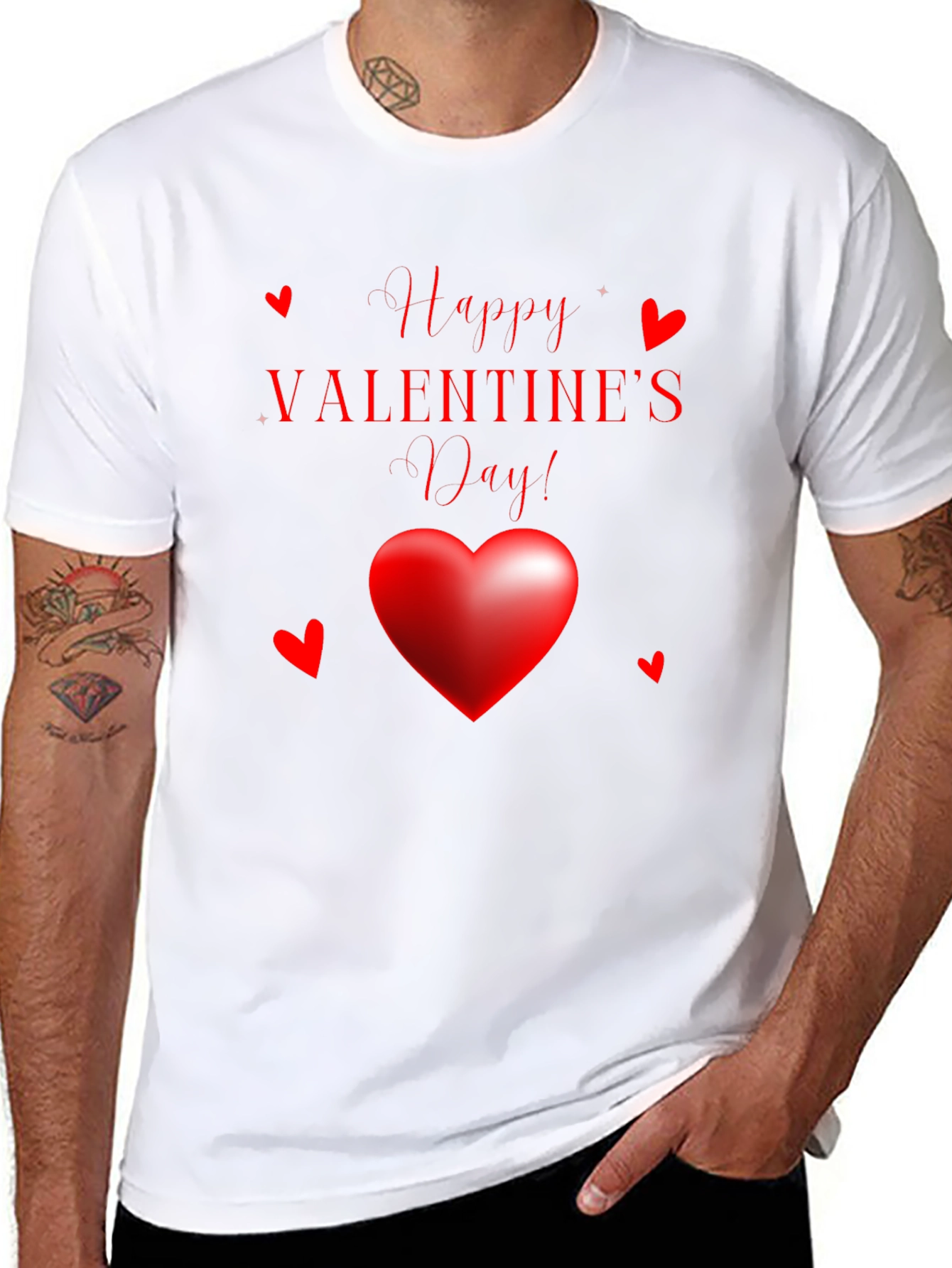 Happy Valentines Day Black Graphic Tee