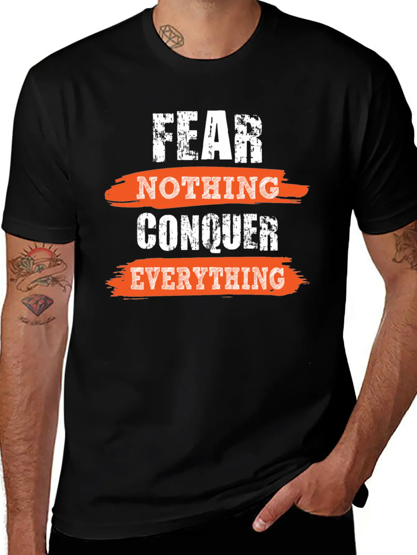 Fear Nothing Conquer Everything Motivational Breathable Soft Cotton T-Shirt – Timeless Casual Look