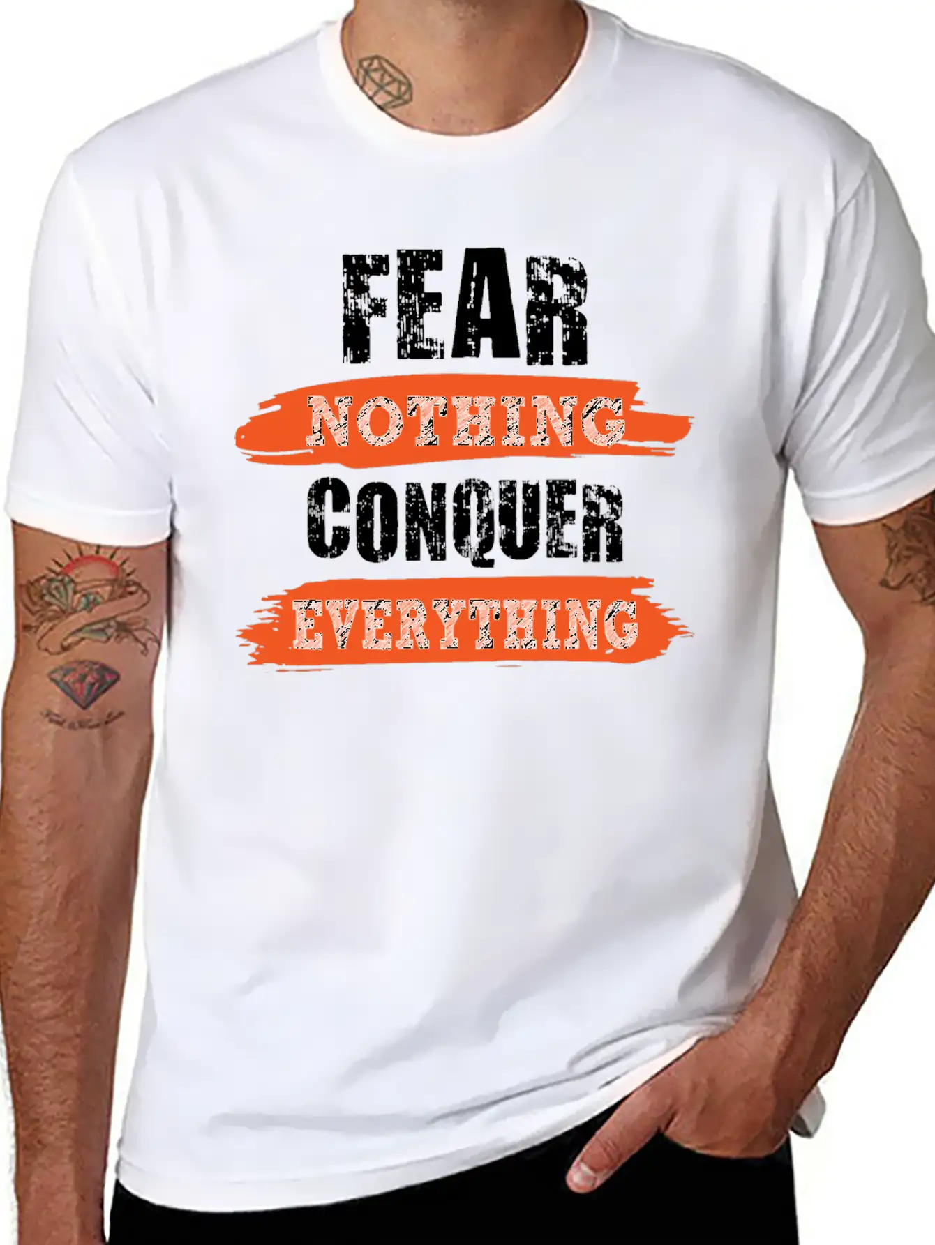 Fear Nothing Conquer Everything Motivational Breathable Soft Cotton T-Shirt – Timeless Casual Look