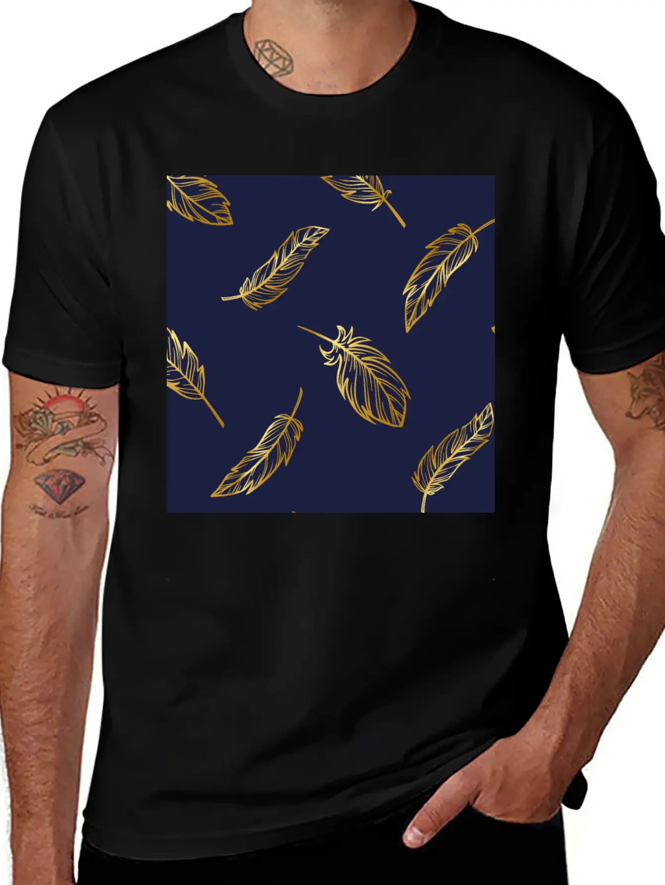 Feather Gold Breathable Soft Cotton T-Shirt – Timeless Casual Look